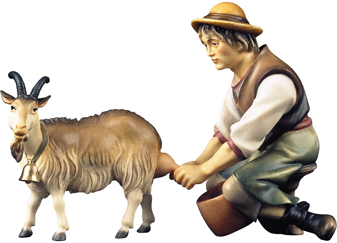 Image of ULPE WOODART Krippenfigur »Hirte mit Ziege zum Melken«, (Set, 2 St.), Handarbeit, hochwertige Holzschnitzkunst bei Ackermann Versand Schweiz