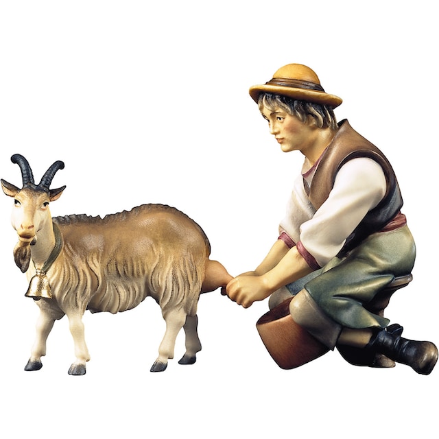 ULPE WOODART Krippenfigur »Hirte mit Ziege zum Melken, Weihnachtsdeko«,  Handarbeit, hochwertige Holzschnitzkunst kaufen