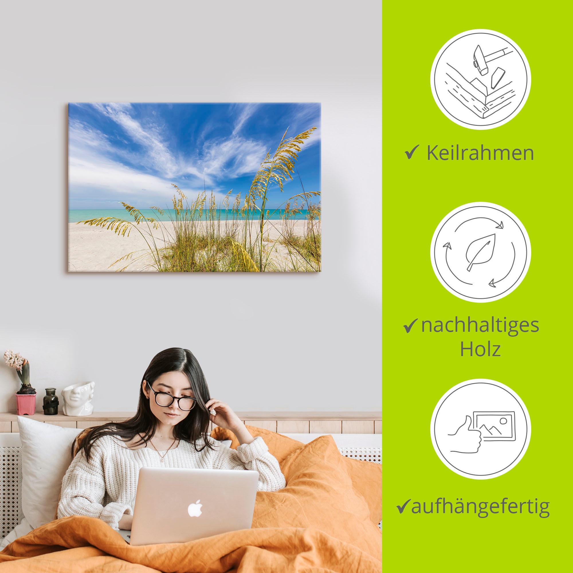 Artland Wandbild »Himmlische Stille am Strand« Strandbilder 1 Stk. tlg. als Alubild, Outdoorbild, Leinwandbild in verschied. Grössen
