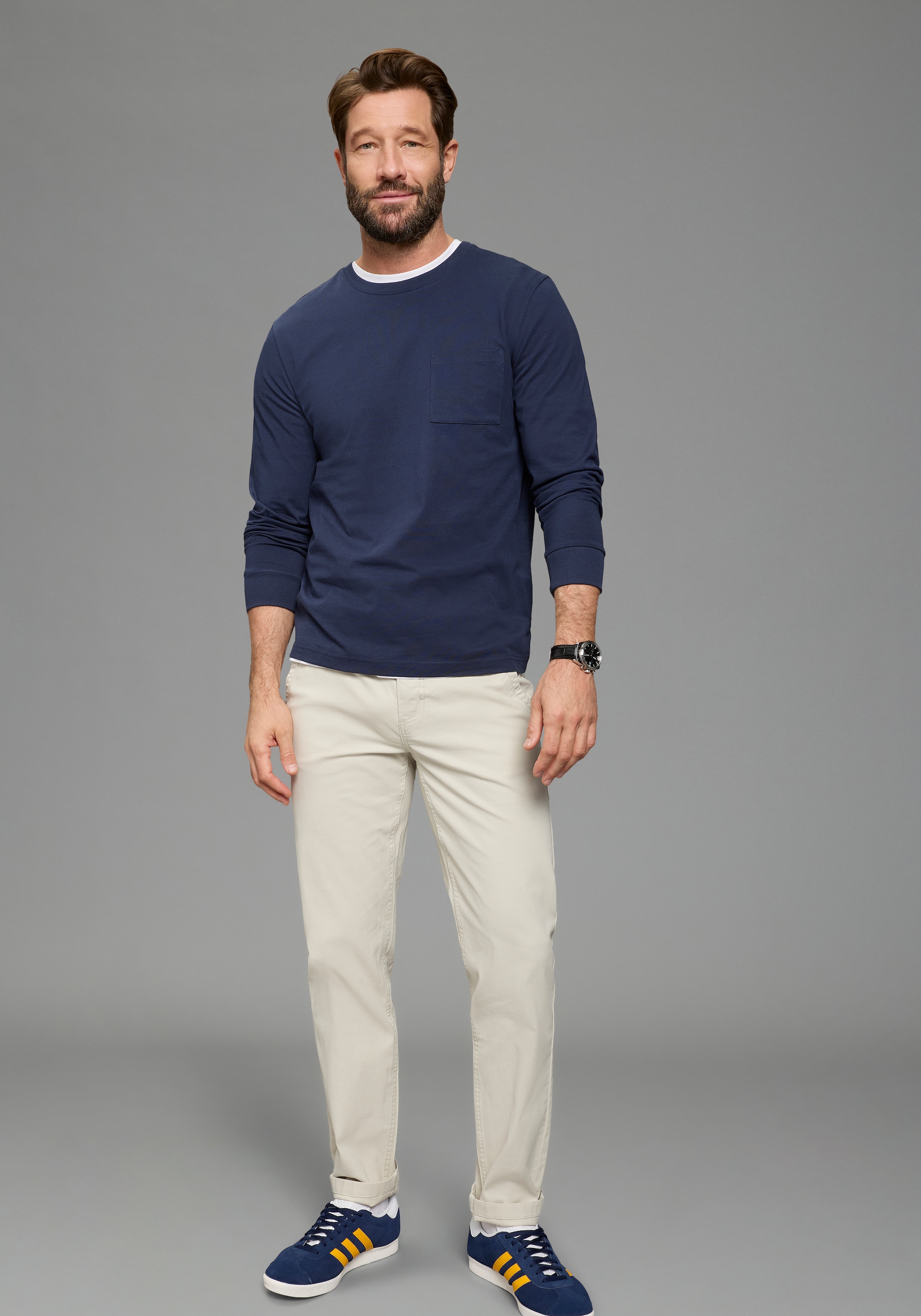 Man's World Langarmshirt »Neue Kollektion!« casual Stil, Langarmshirt, schmale Passform, unifarben