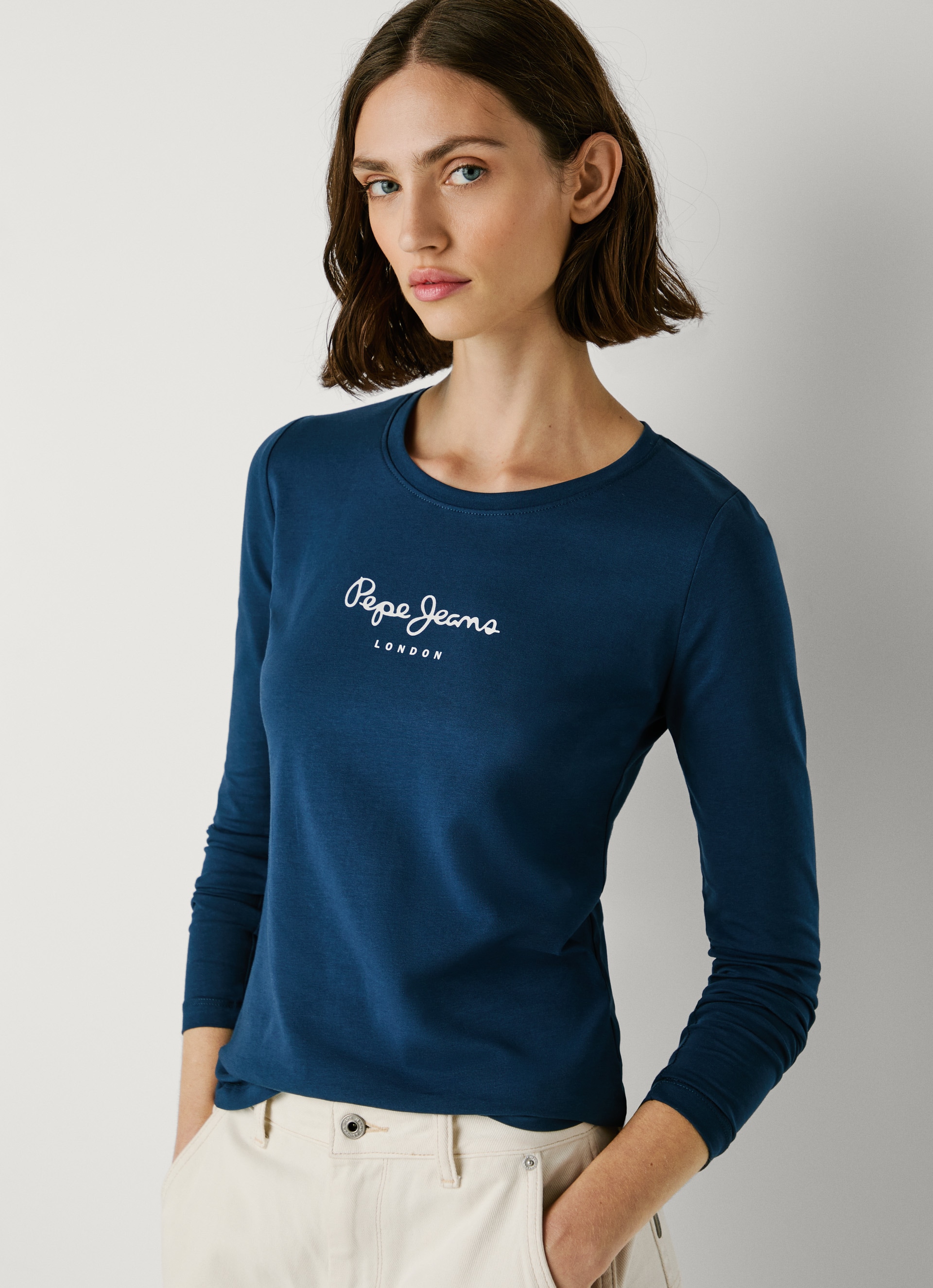 Pepe Jeans Langarmshirt »NEW VIRGINA L/S« mit Logo-Print