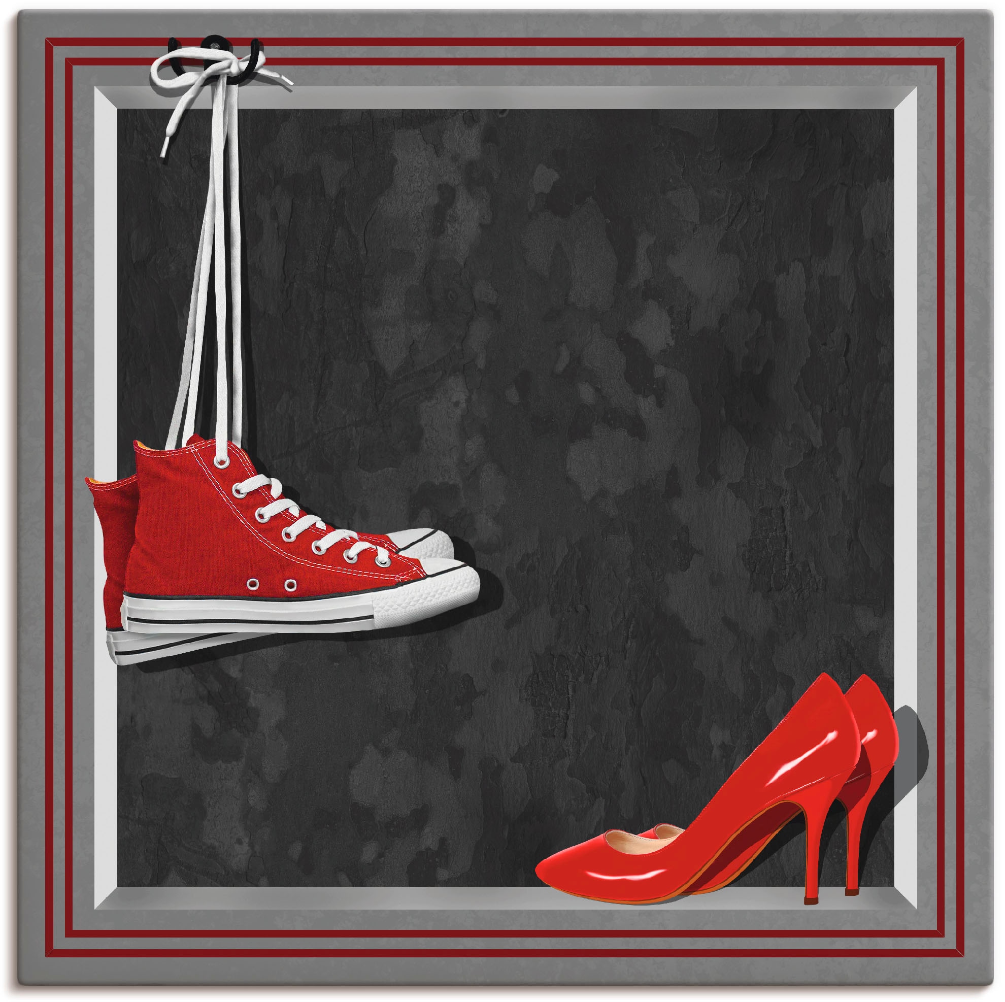 Leinwandbild »Die roten Schuhe«, Mode, (1 St.), auf Keilrahmen gespannt