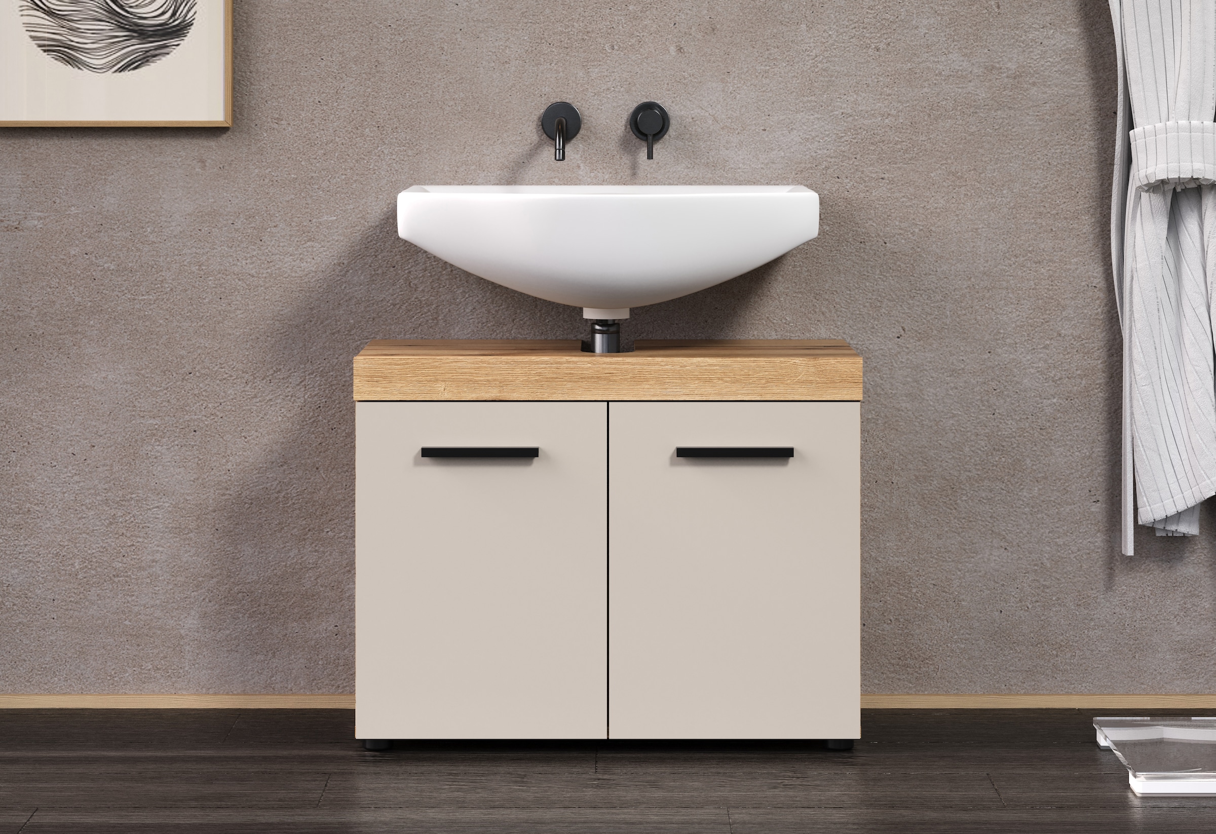 welltime Armoire sous lavabo »Isera« 1 cuis tlg. Waschbeckenschrank mit 2 Türen – (B/T/H) 72/34/56 cm