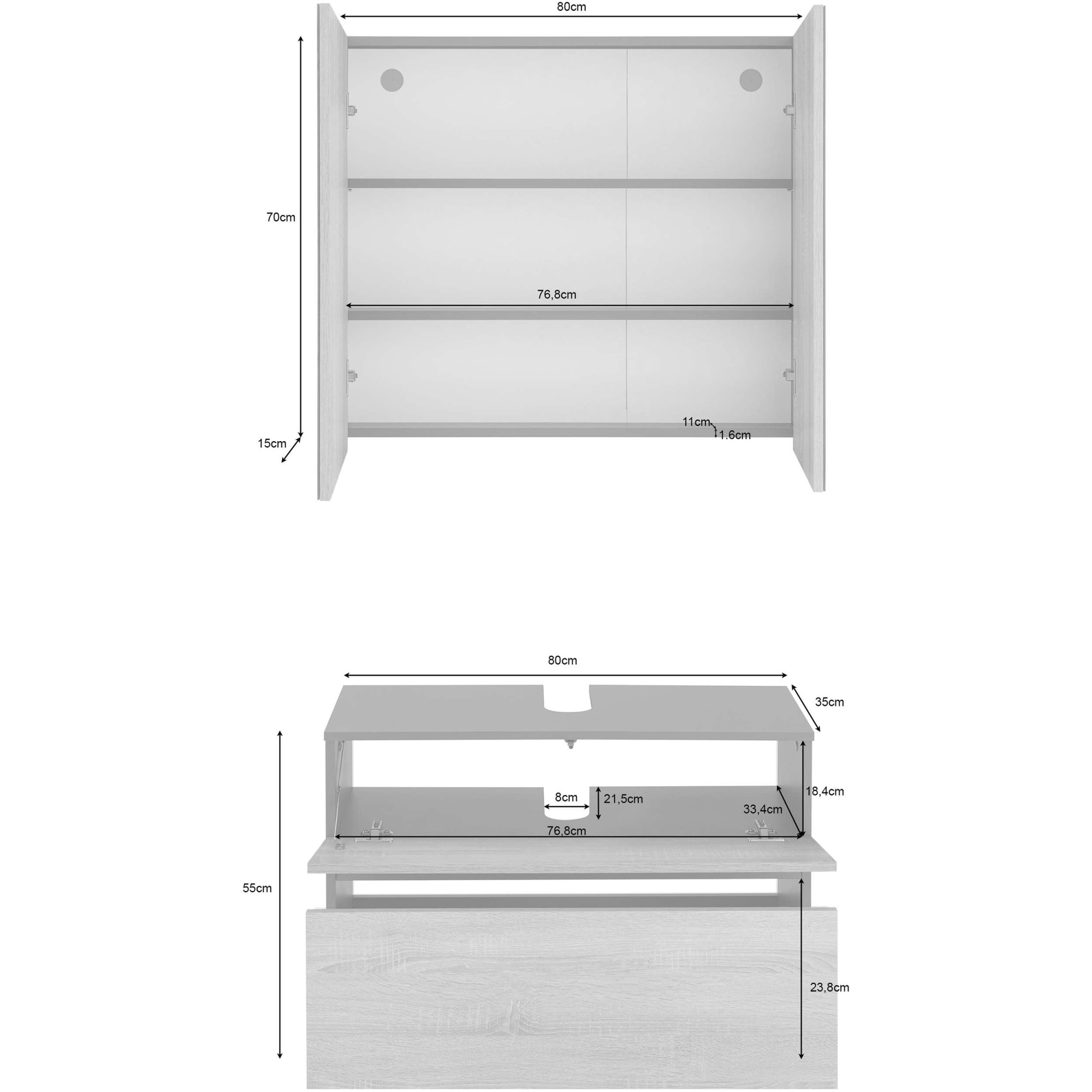 Home affaire Ensemble de meubles de salle de bain »Wisla« Set, 2 cuis tlg.