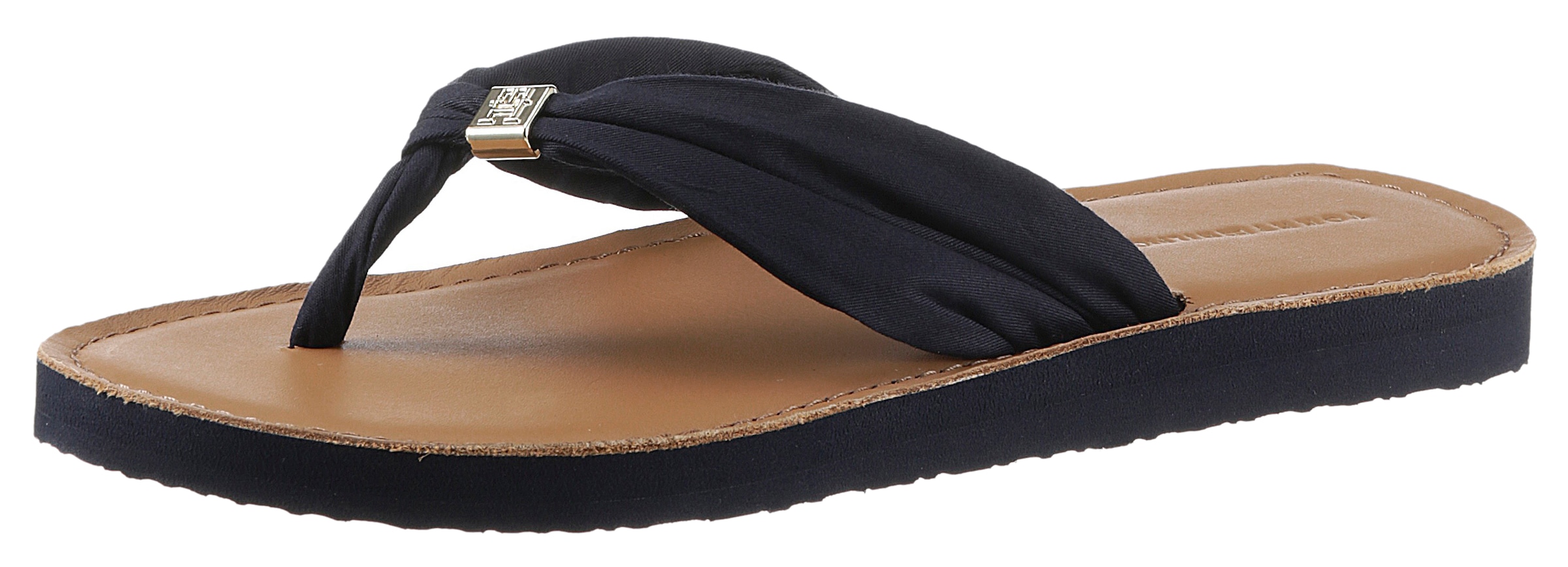 Tommy Hilfiger Zehentrenner »TH ELEVATED BEACH SANDAL«, Sommerschuh, Schlappen mit Label