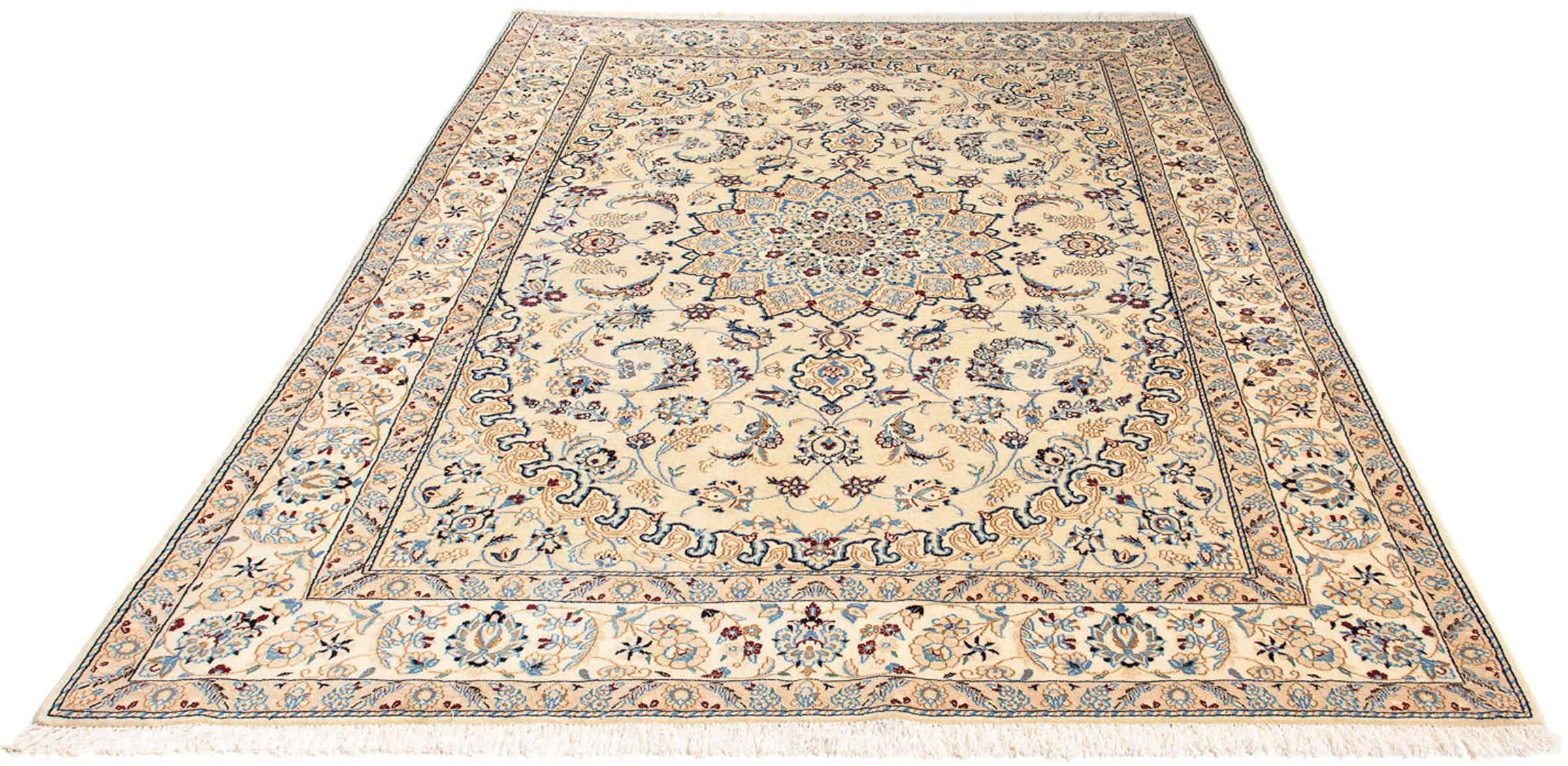 Image of morgenland Orientteppich »Perser - Nain - Royal - 236 x 176 cm - beige«, rechteckig, 10 mm Höhe, Wohnzimmer, Handgeknüpft, Einzelstück mit Zertifikat bei Ackermann Versand Schweiz