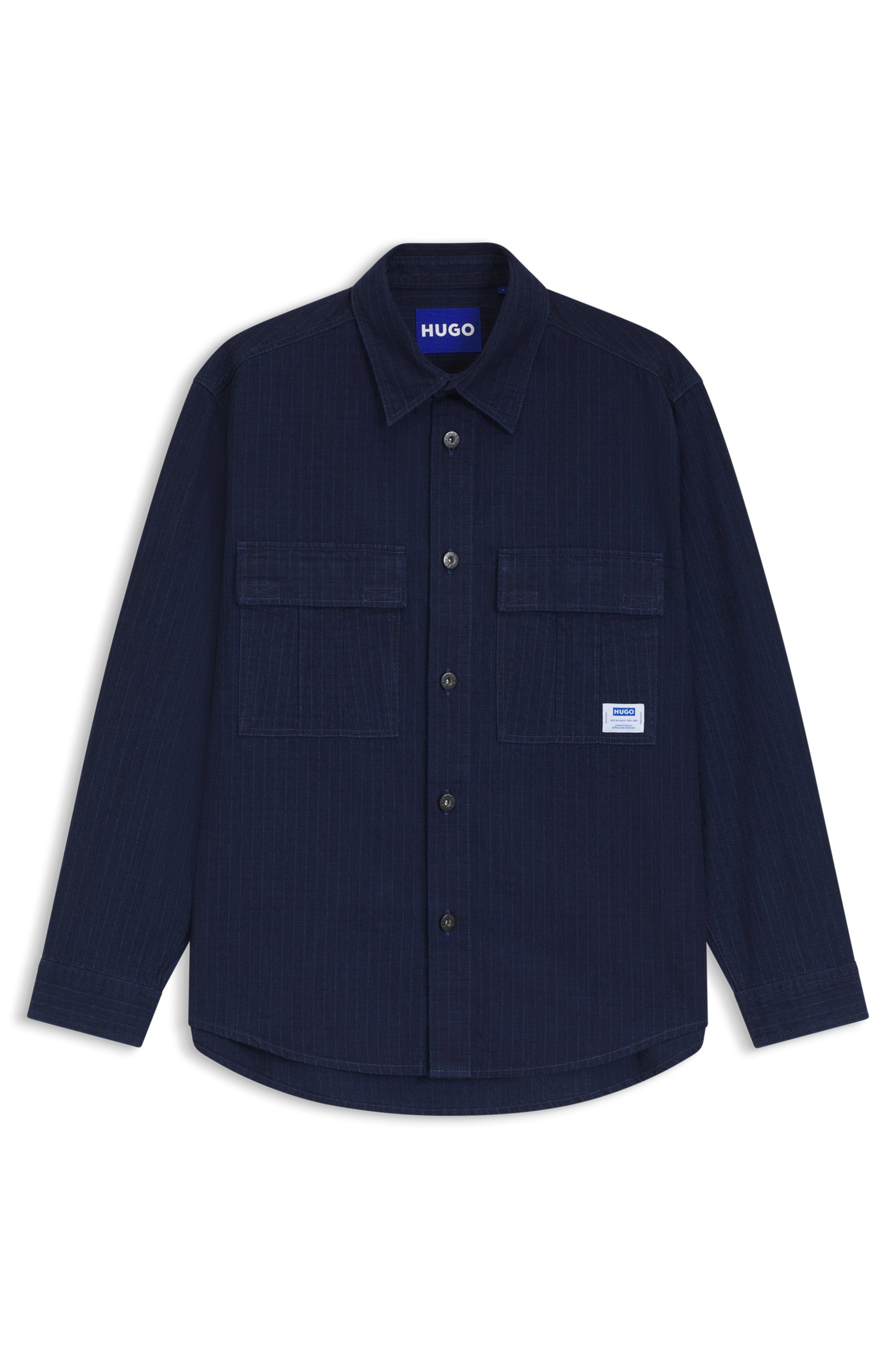 HUGO Blue Langarmhemd »Ebargo« Kentkragen, oversize fit, Denim-Optik