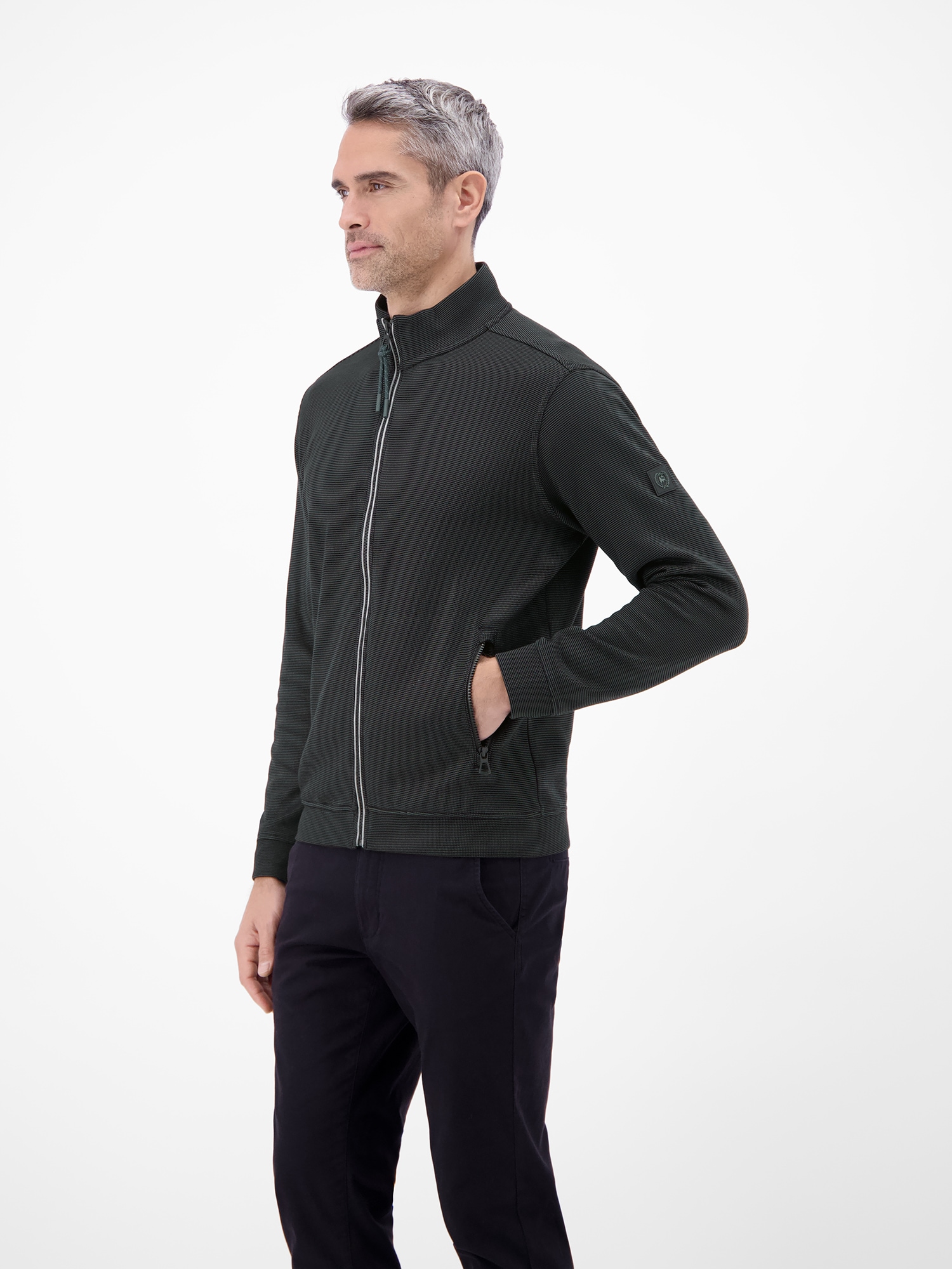 LERROS Veste sweat »Sweatjacke aus Baumwollmischgewebe« veste en mélange de coton avec fermeture éclair, col montant et poches latérales