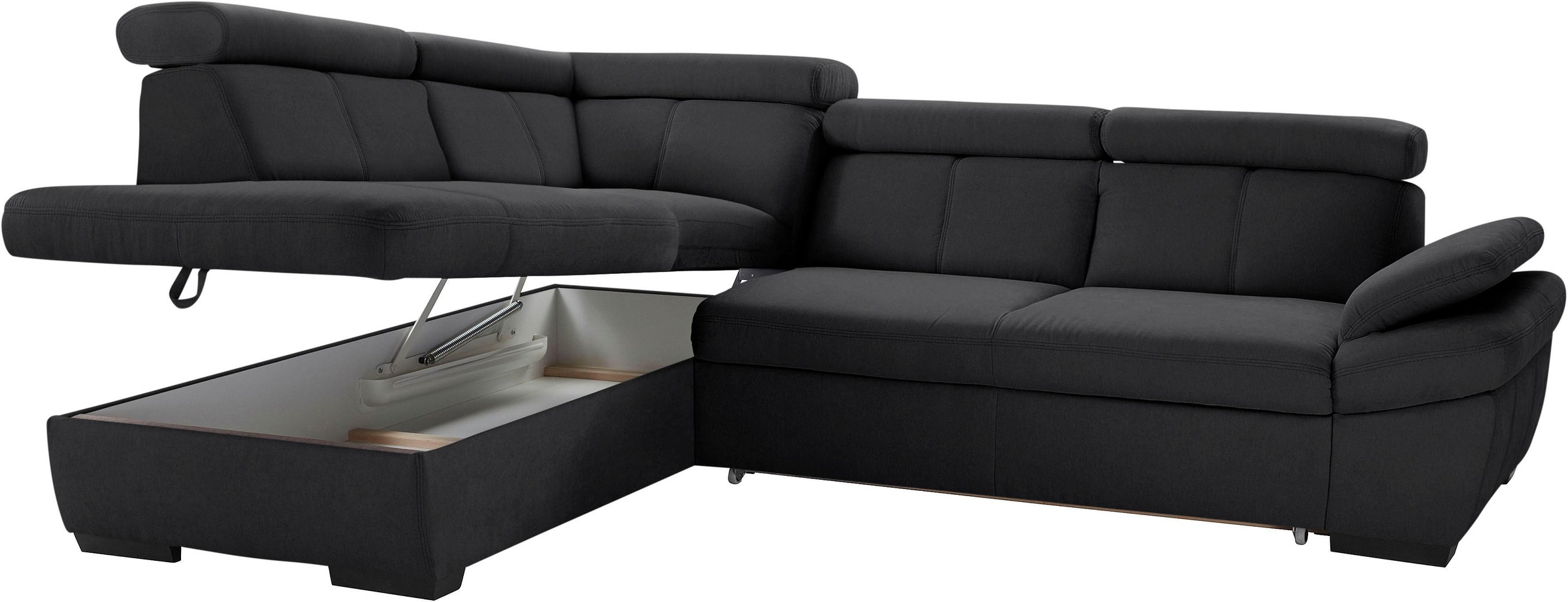 exxpo - sofa fashion Ecksofa »Salerno, klassisch modernes Funktionssofa, hoher Sitzkomfort, L-Form«, inkl. Kopf- und Armteilverstellung, wahlweise mit Bettfunktion