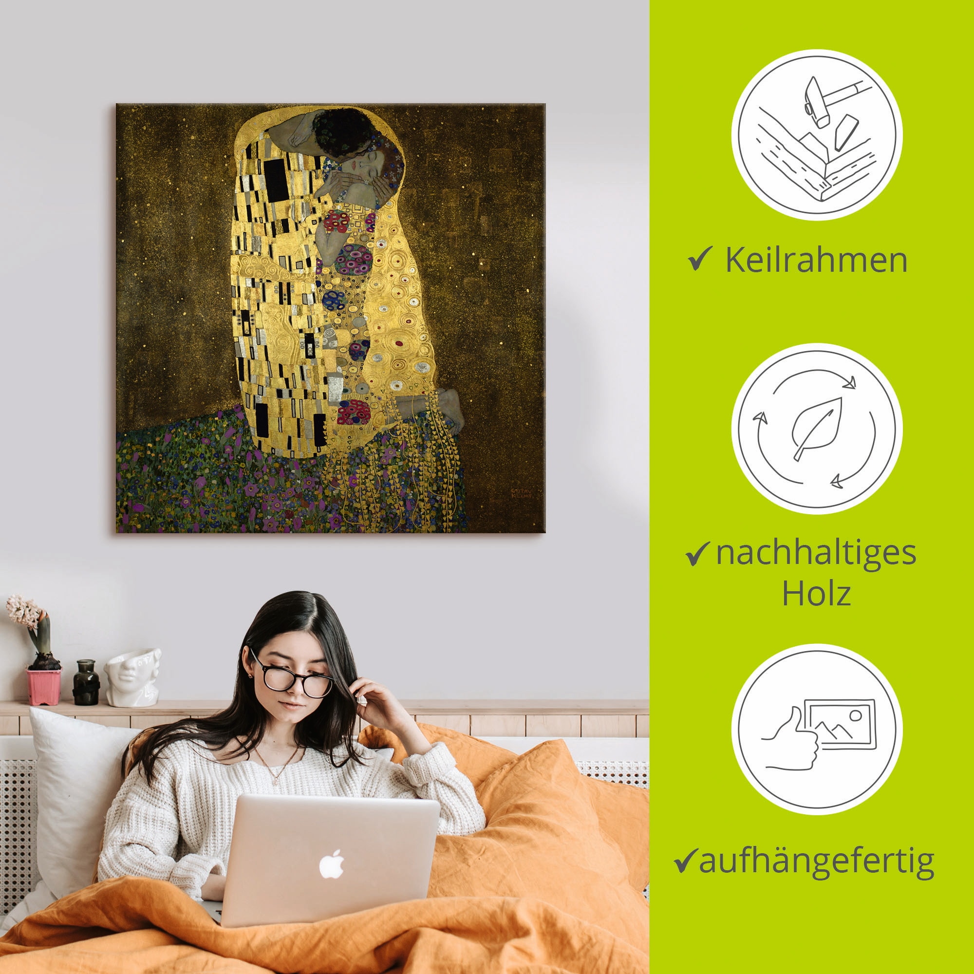 Artland Wandbild »Der Kuss«, Paar, (1 St.), als Leinwandbild, Poster in verschied. Grössen