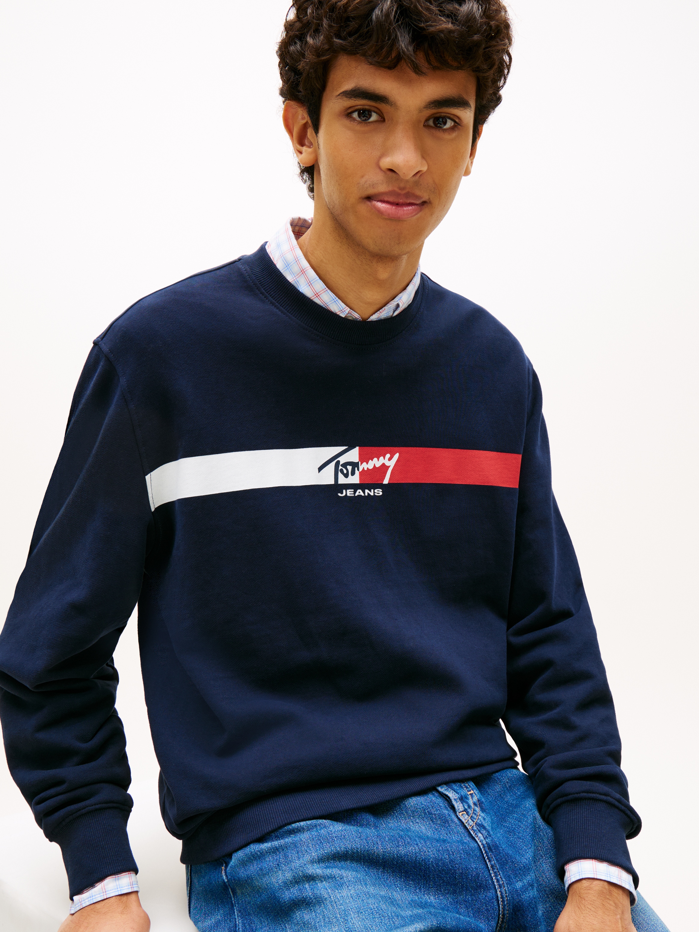 Tommy Jeans Sweat-shirt »TJM REGULAR SIGN STRIPE«, coupe régulière avec imprimé de marque
