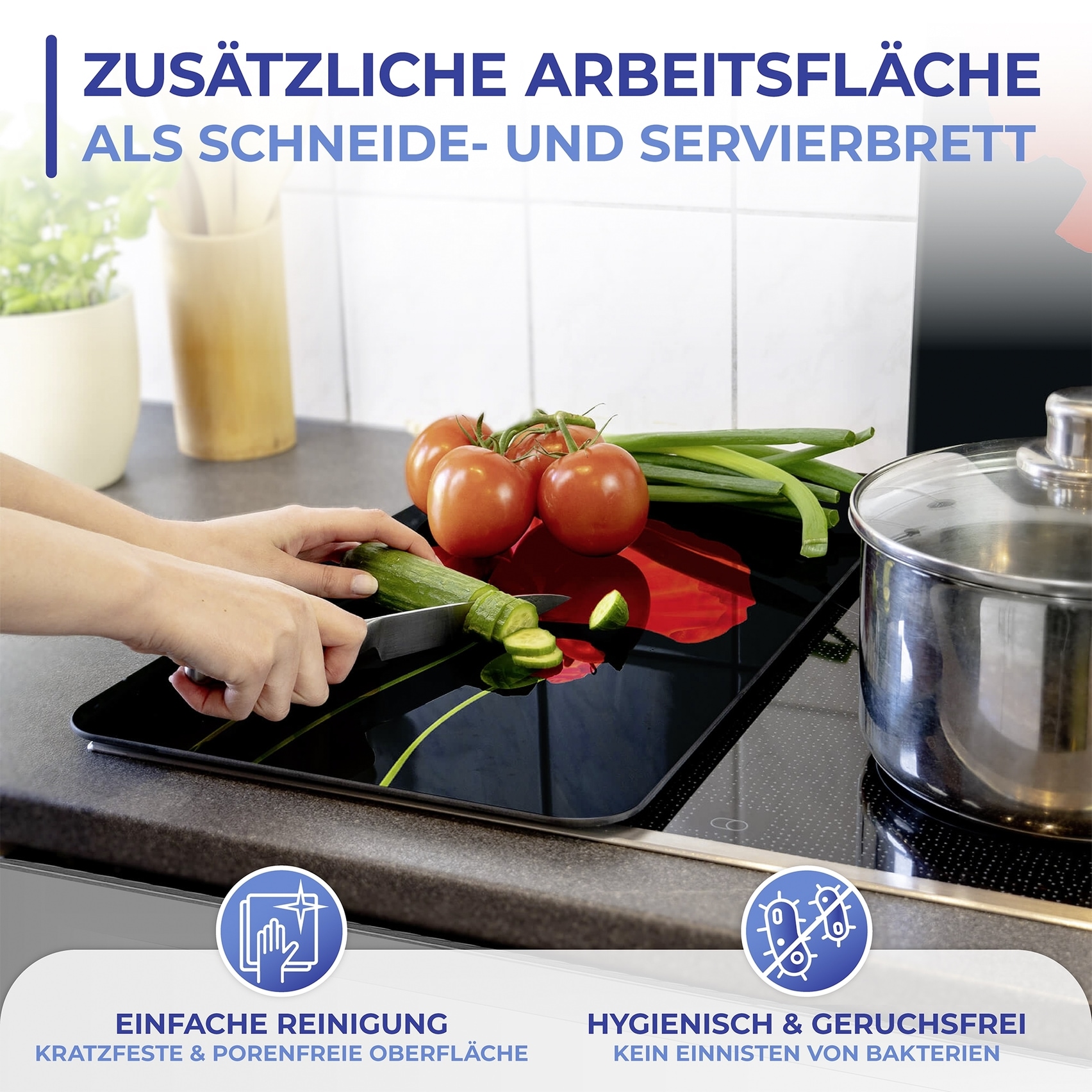 Maximex Herd-Abdeckplatte »Universal Modell Mohn«, (Set, 2 tlg.), Herdabdeckung für alle Herdarten, kratzfest, mit rutschfesten Füssen