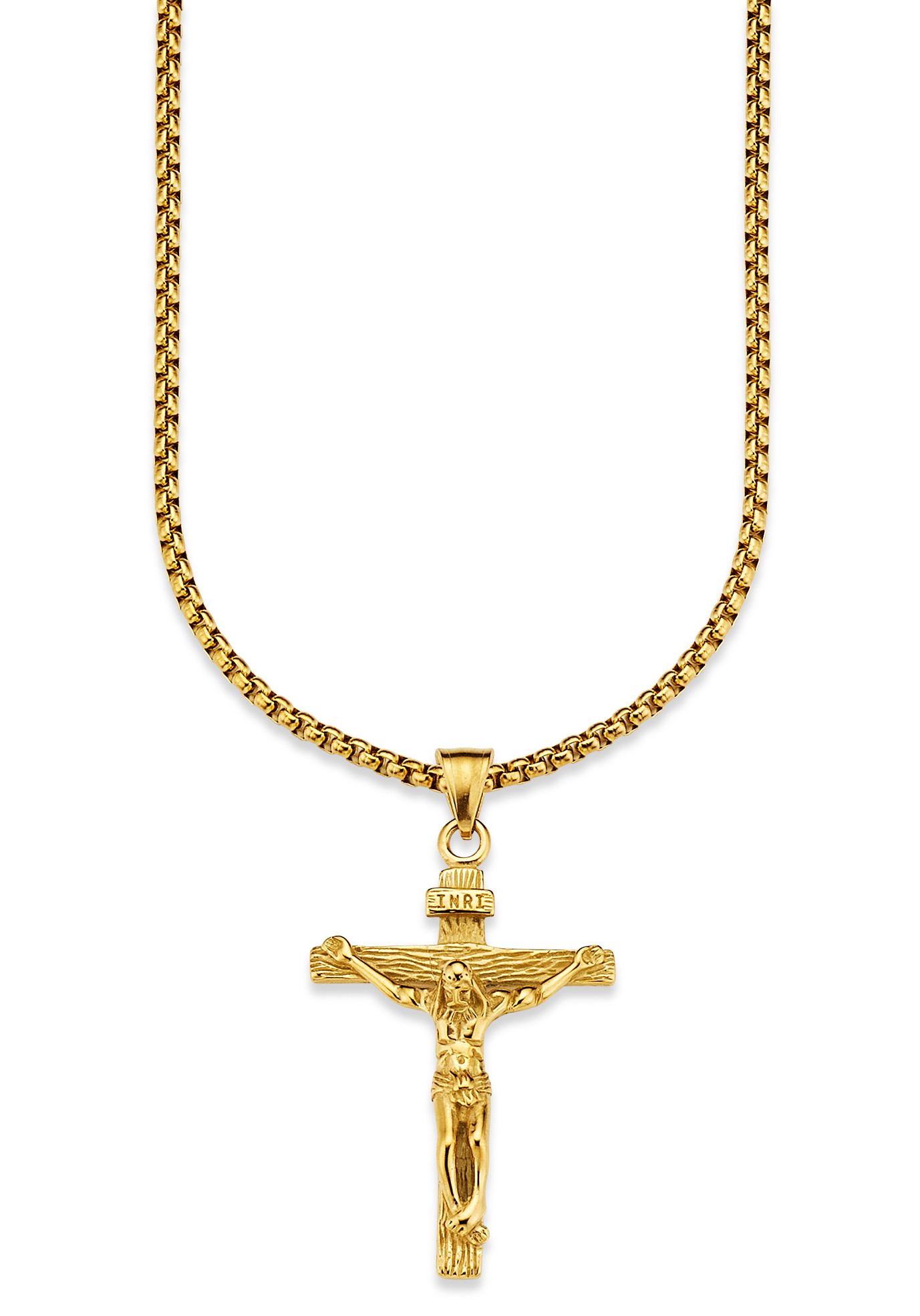 Kette mit Anhänger »Schmuck Geschenk, Halskette Kreuz Gravur INRI Venezianerkette...