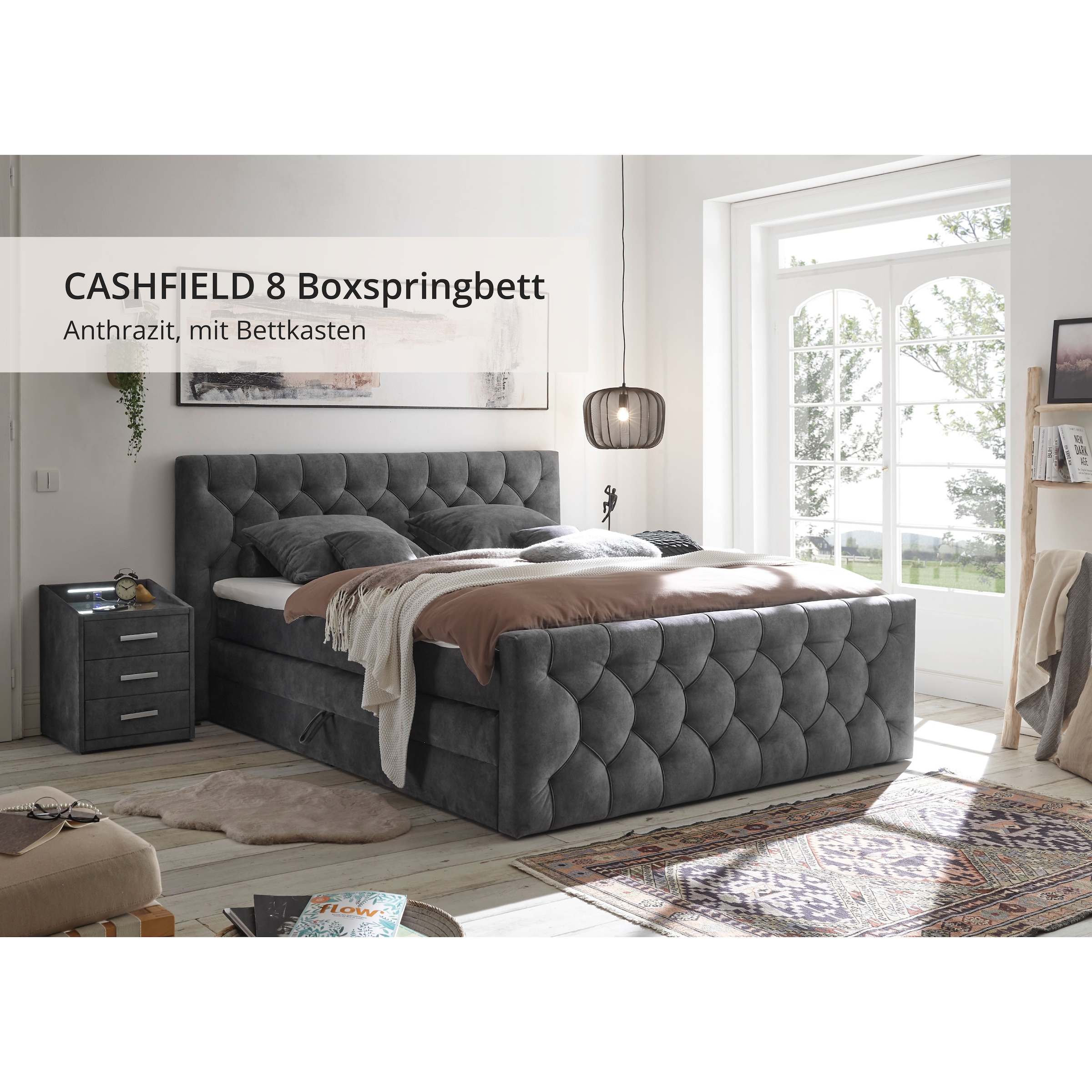 ED EXCITING DESIGN Boxspringbett »"Cashfield", OTTOs Choice! Topseller inkl. zwei Bettkästen & Topper« erhältlich in den Grössen 160x200cm und 180x200cm