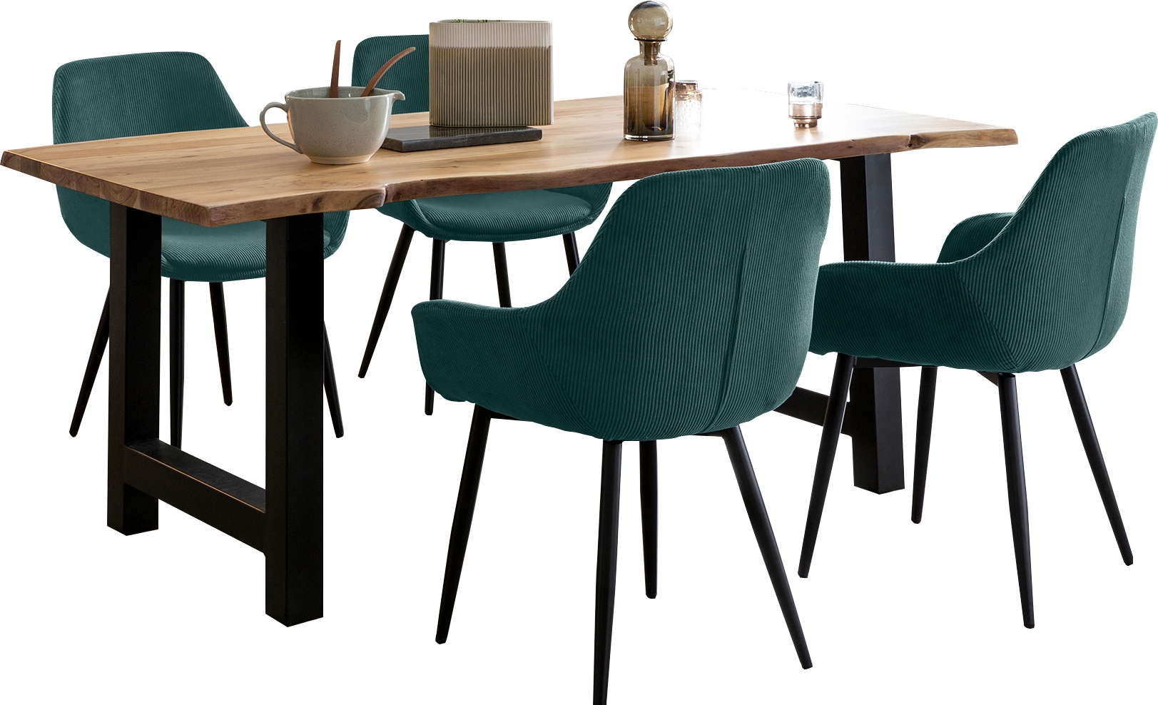 SalesFever Essgruppe »Elegante Essgruppe für stilvolles Speisen«, (Set, 5 tlg.), 5-teiliges Massivholz-Set, geölt und doppelt gewachst