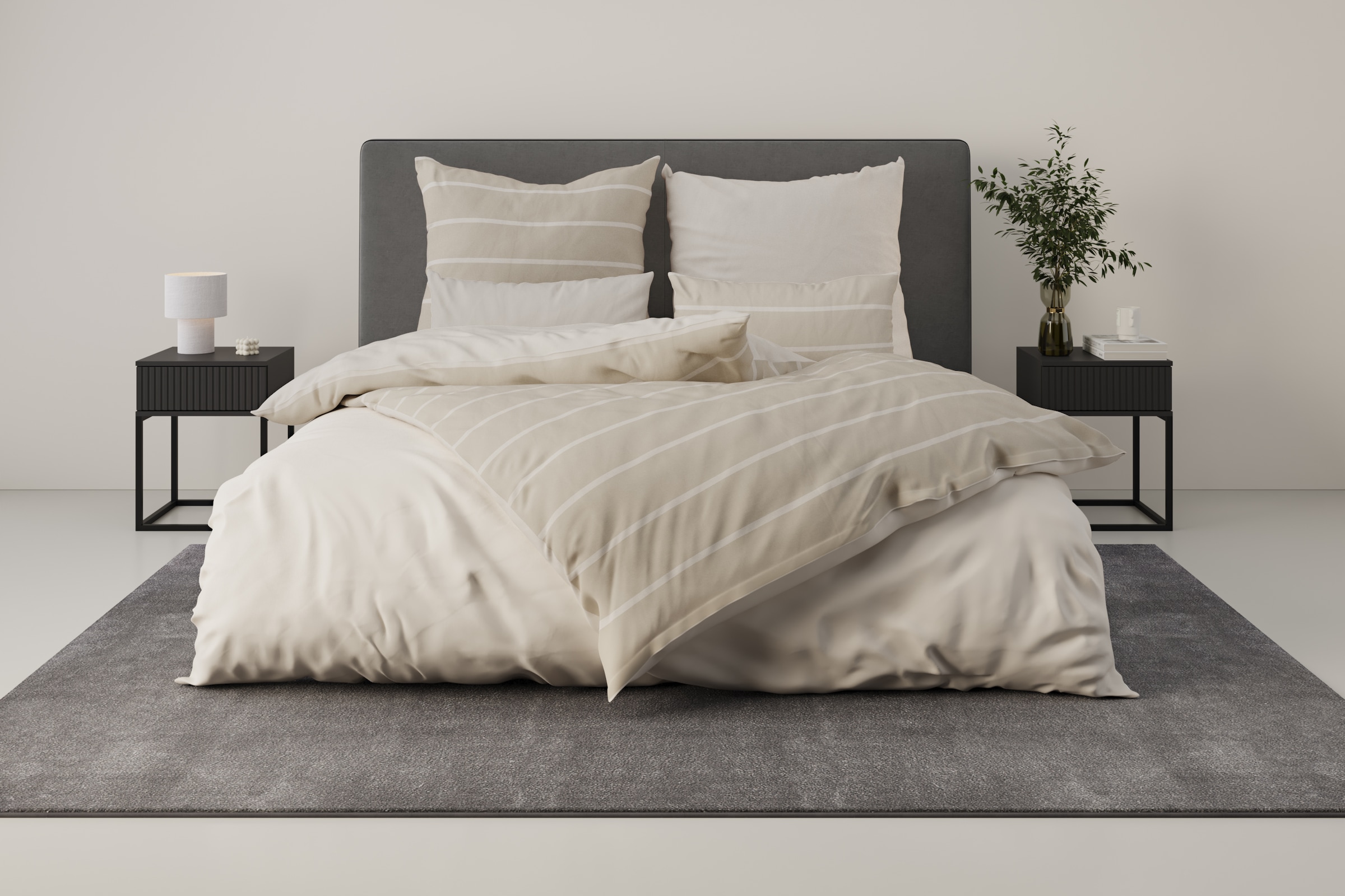 GOODproduct Linge de lit »Katja« 2 cuis Bettwäsche aus Baumwolle, Bettwäsche mit Streifen-Design, Wendeoptik