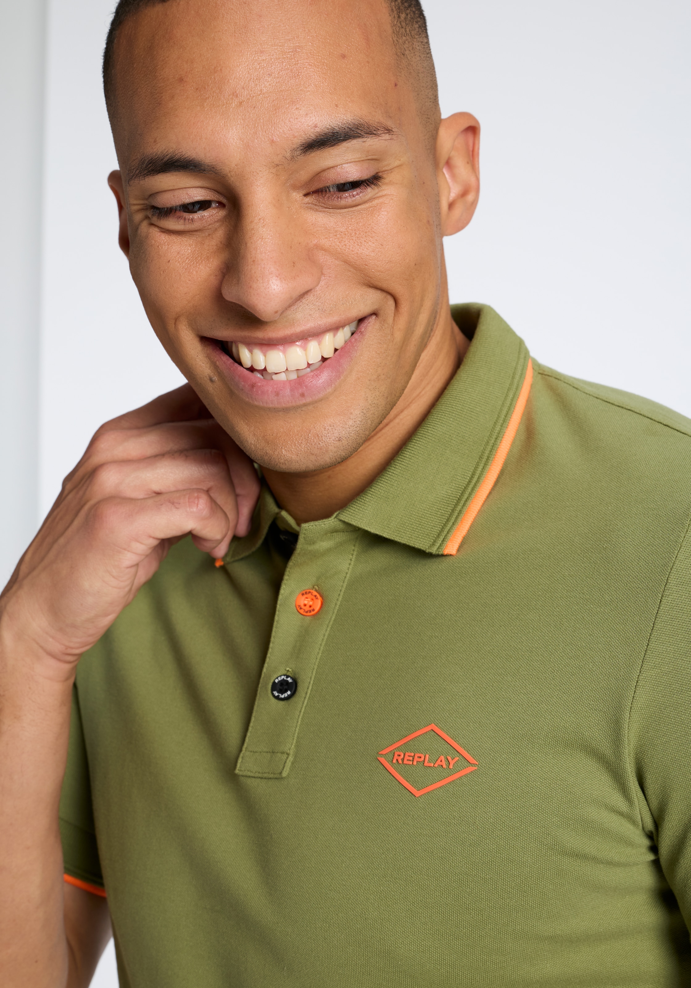 Replay Polo avec détails contrastés, mélange coton