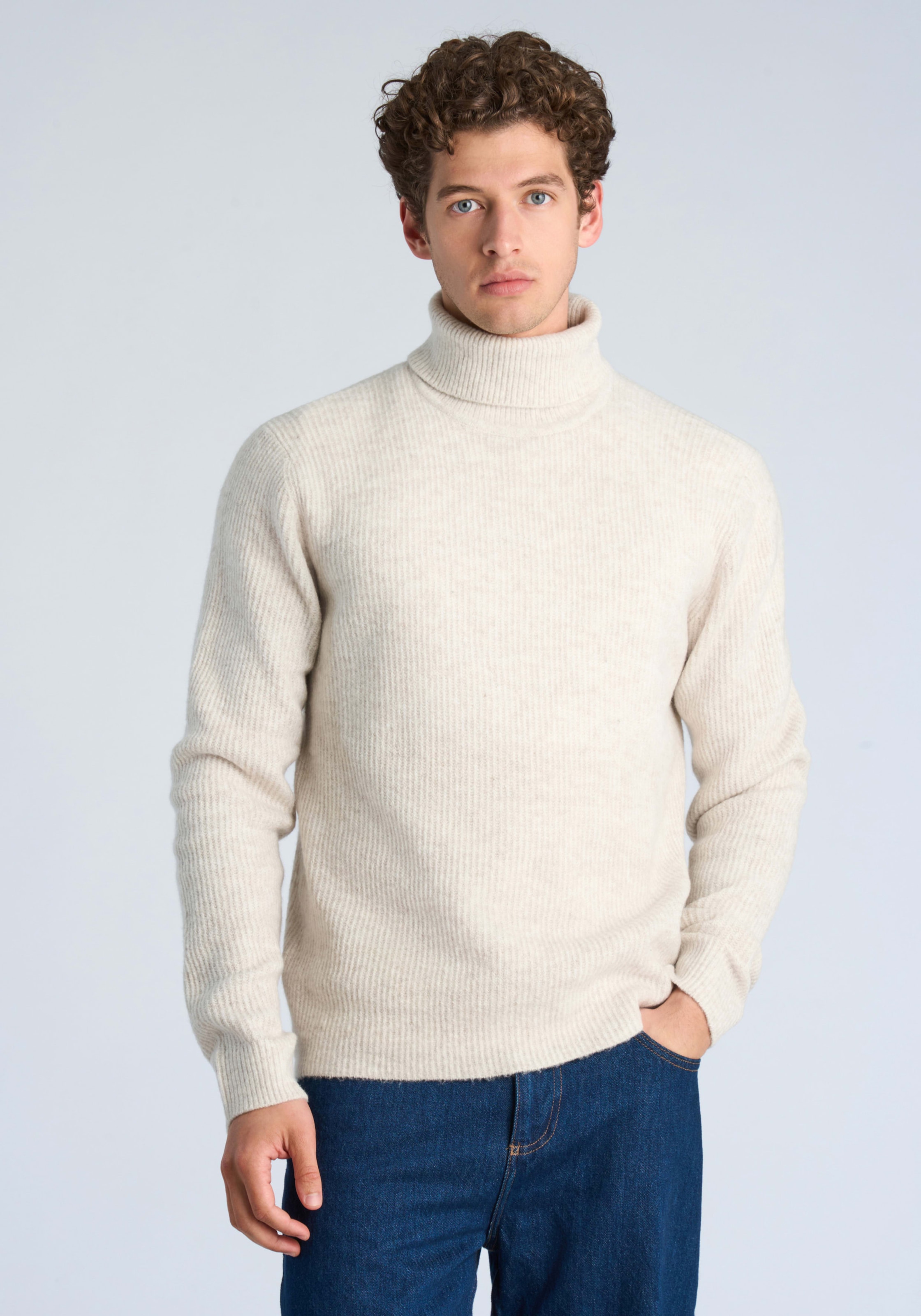 Image of LINDBERGH Rollkragenpullover Strickpullover / Winterpullover mit Wolle und Stretch