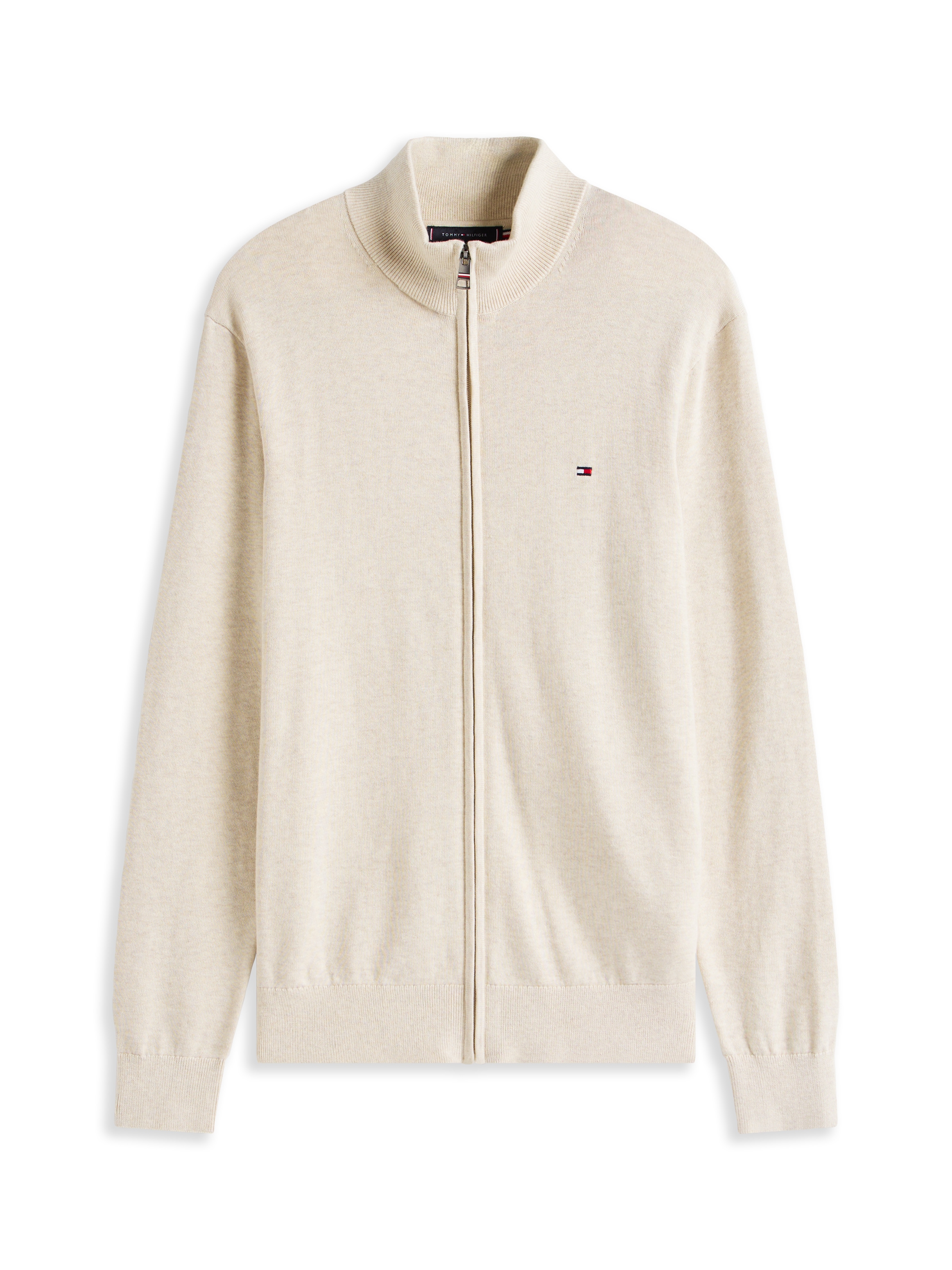 Tommy Hilfiger Strickjacke »ESSENTIAL COTTON ZIP THRU«, mit Logostickerei