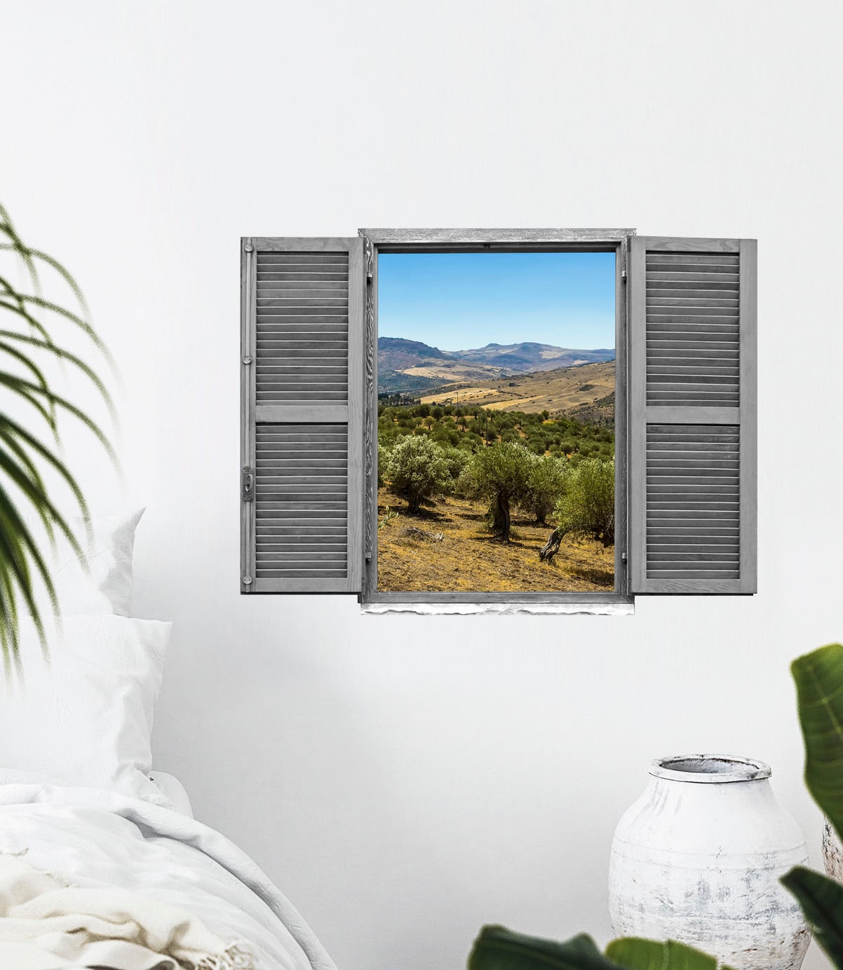 queence Wandtattoo »Landschaft von Olivenbäu« Wandsticker, Wandbild, selbstklebend, 3D, Fenster