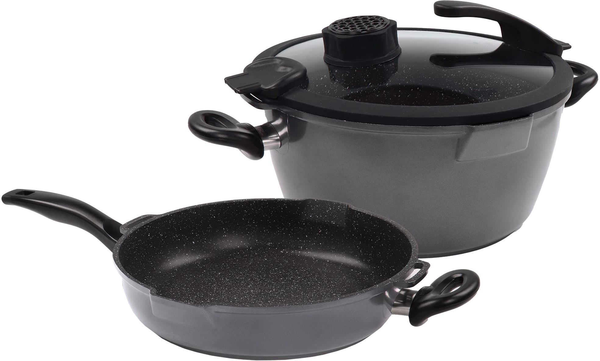 Image of STONELINE Topf-Set »Smell Well«, Aluminiumguss, (Set, 4 tlg.), Induktion, inkl. Glasdeckel mit Geruchsfilter-oder Aromafunktion bei Ackermann Versand Schweiz