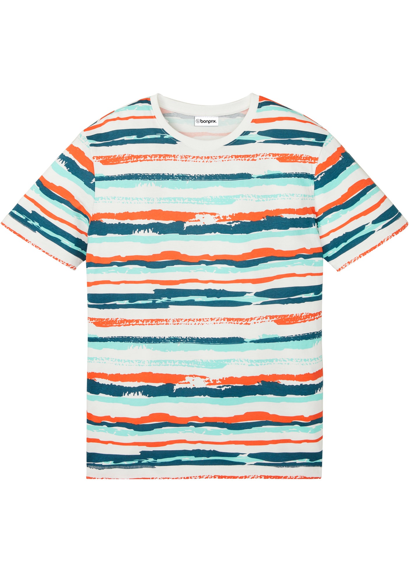 bonprix T-shirt coupe régulière, manches courtes, rayures multicolores, en coton