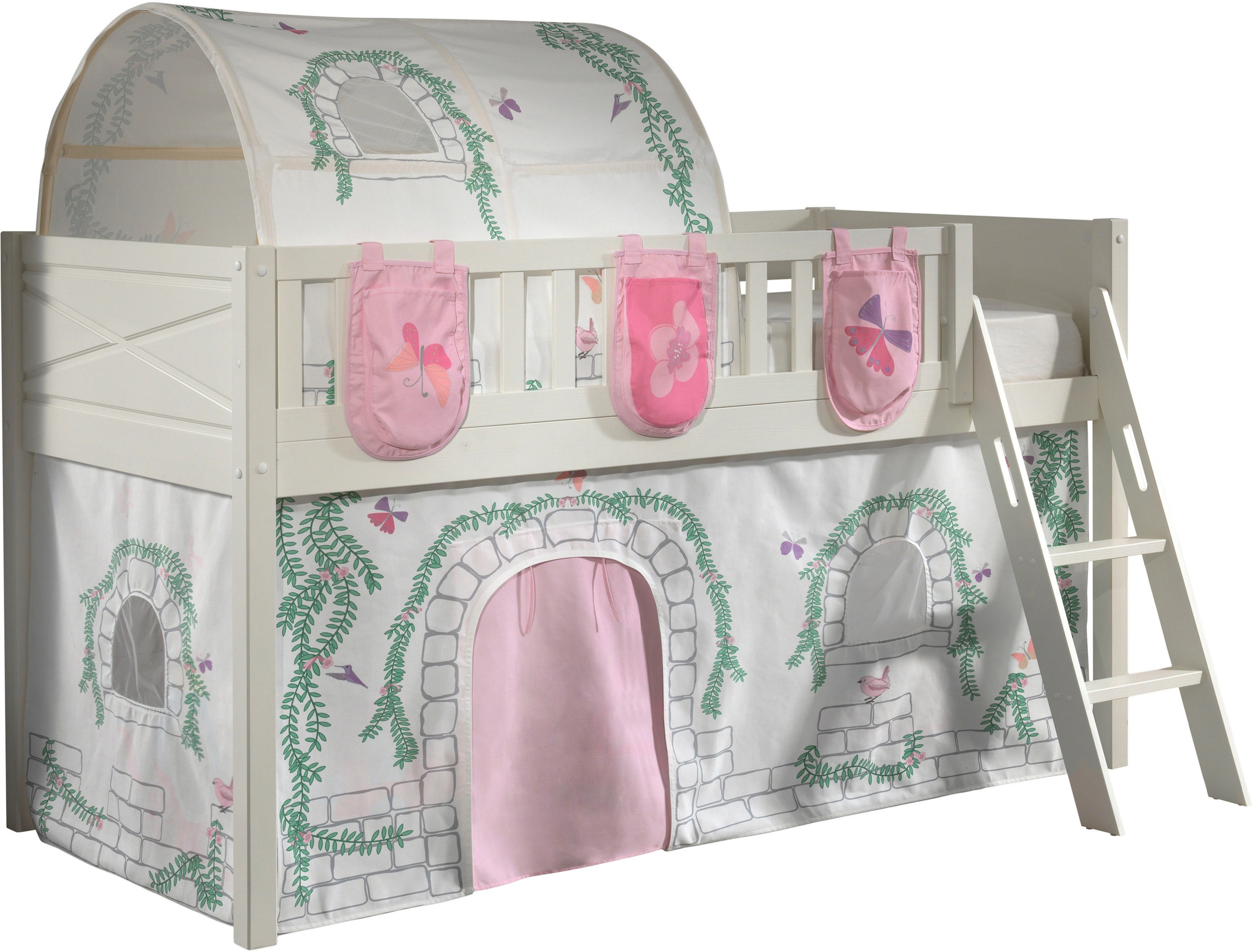 Vipack Lit superposé »Scott« Fabriqué en Europe,  avec échelle, LF 90x200 cm, rideau, sac, tunnel, 4 designs