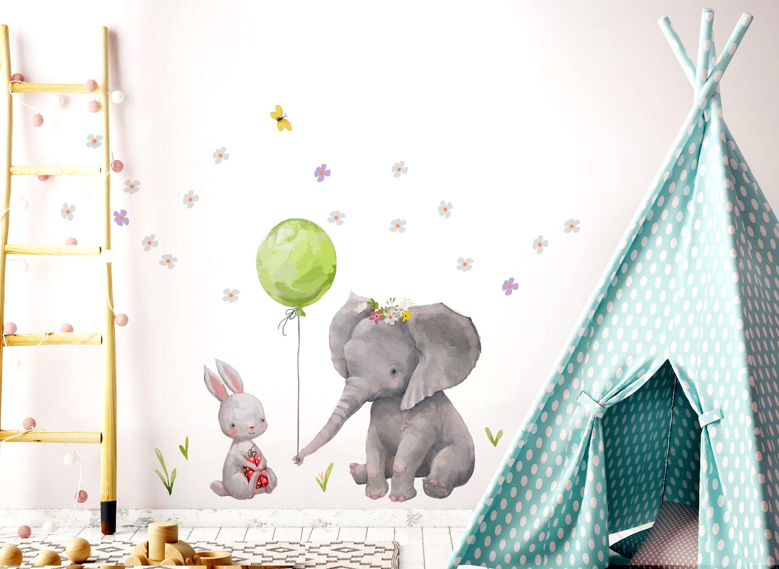 Image of little DECO Wandtattoo »Little Deco Wandtattoo Hase & Elefant mit Ballon Grün« bei Ackermann Versand Schweiz