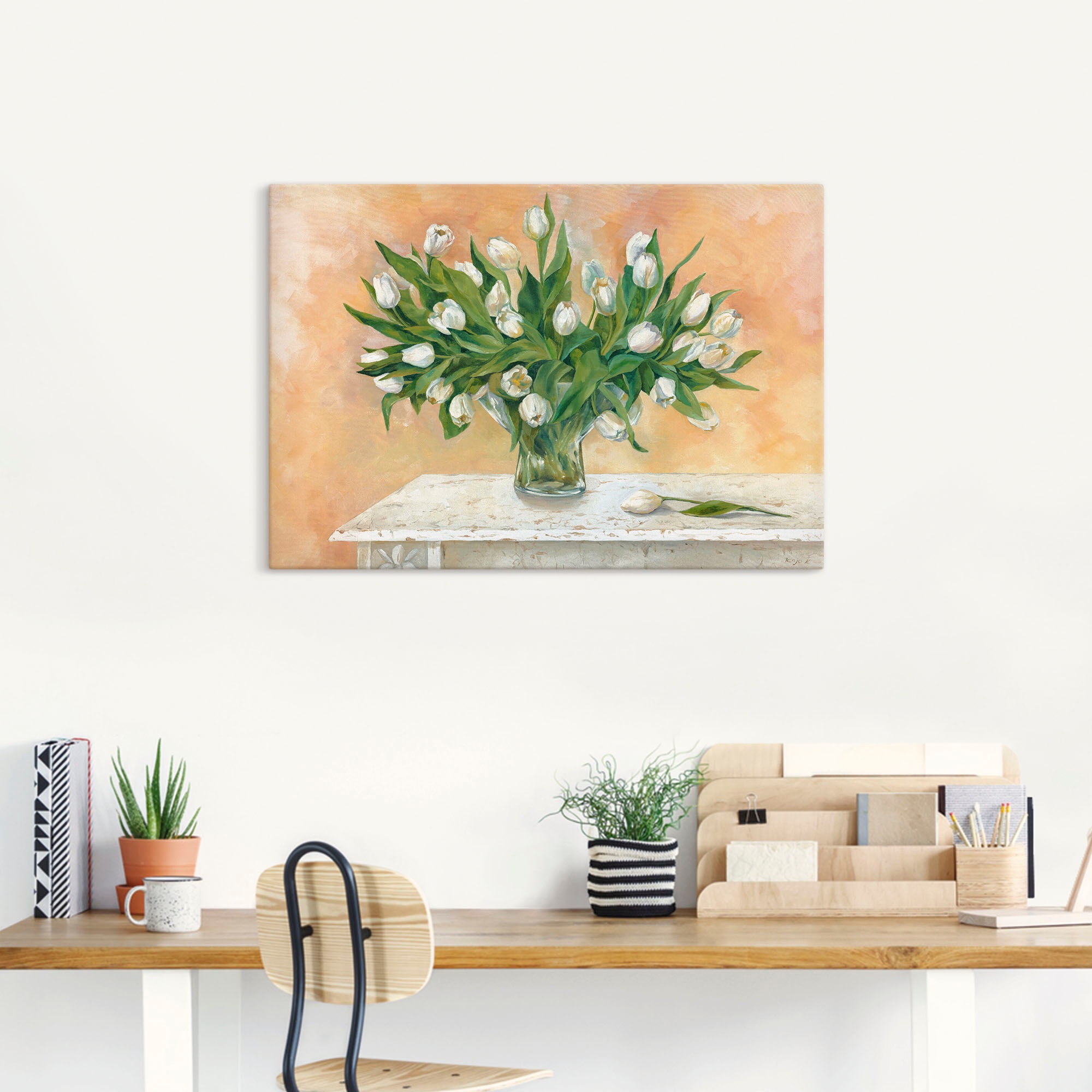 Artland Tableau sur toile »Weisse Tulpen II« 1 cuis tlg. auf Holzrahmen gespannt