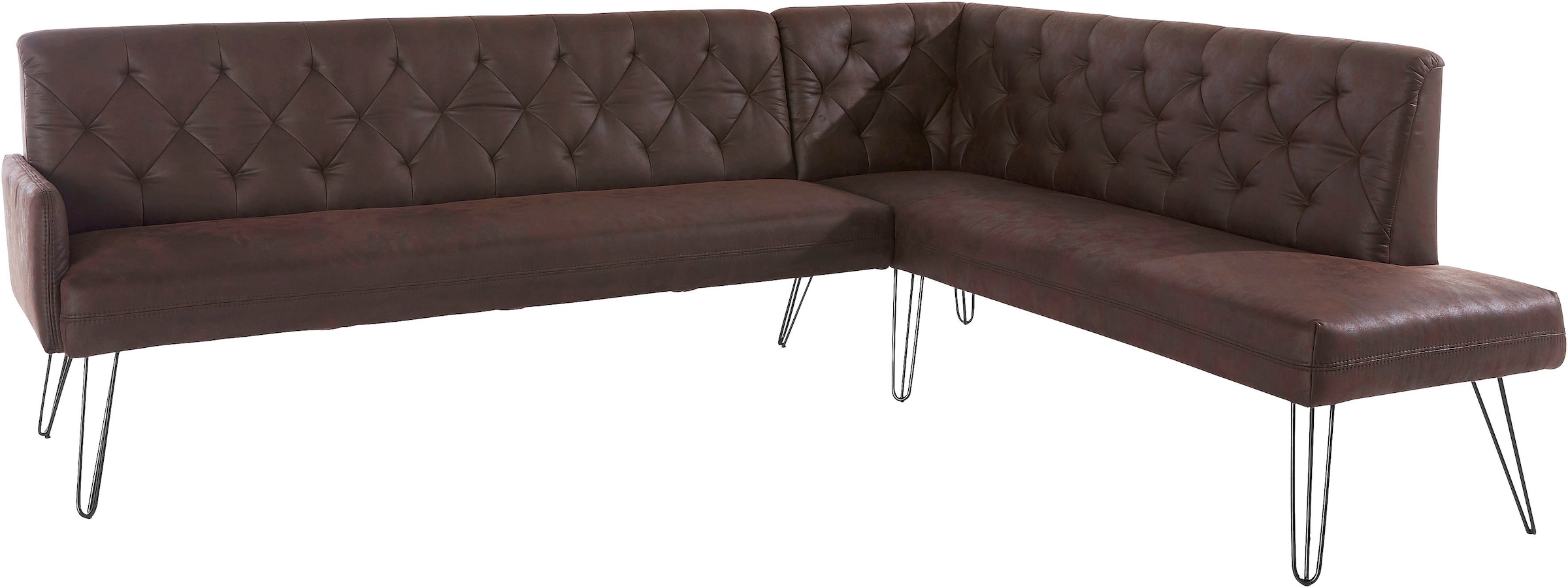 exxpo - sofa fashion Eckbank »Doppio, Chesterfield Optik, komfortabel und bequem, hohe Designfüsse«, Frei im Raum stellbar