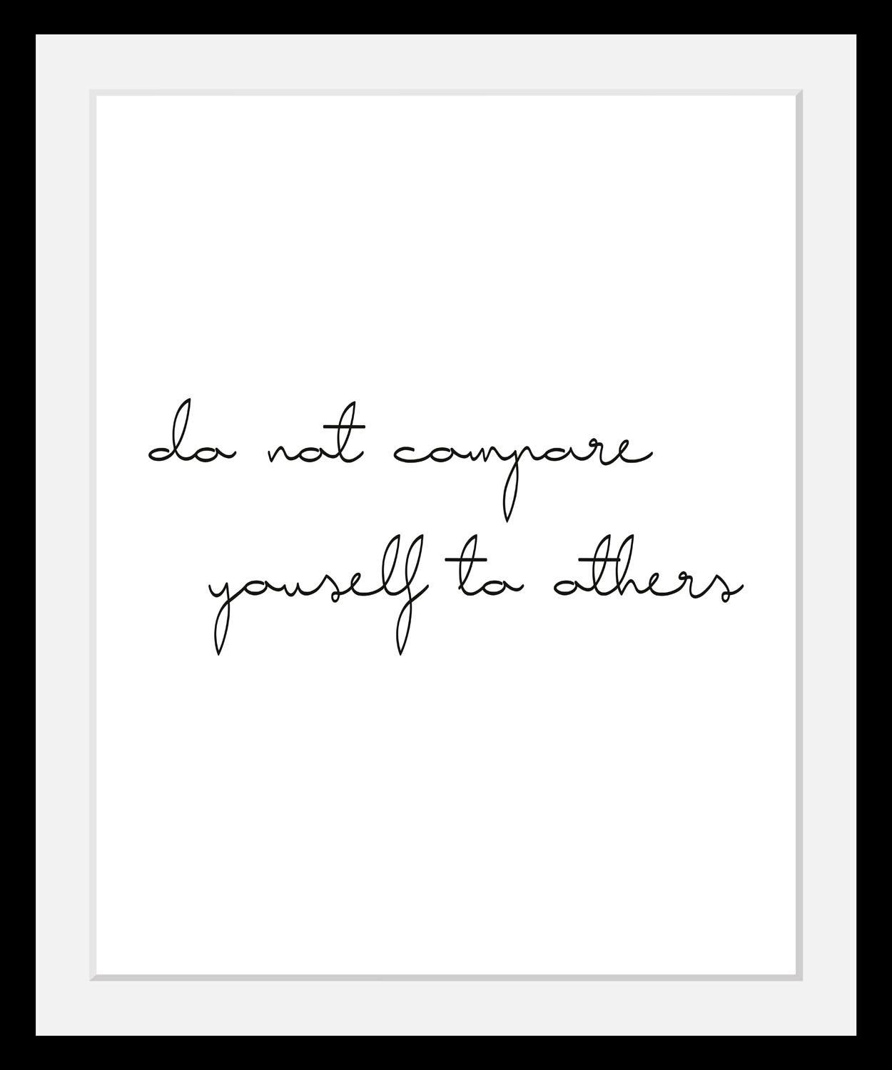 Image of queence Bild "Selbstliebe" Motivationsbilder Schriftzug Schwarz-Weiss HD Premium Poster-Druck inkl. Holzrahmen
