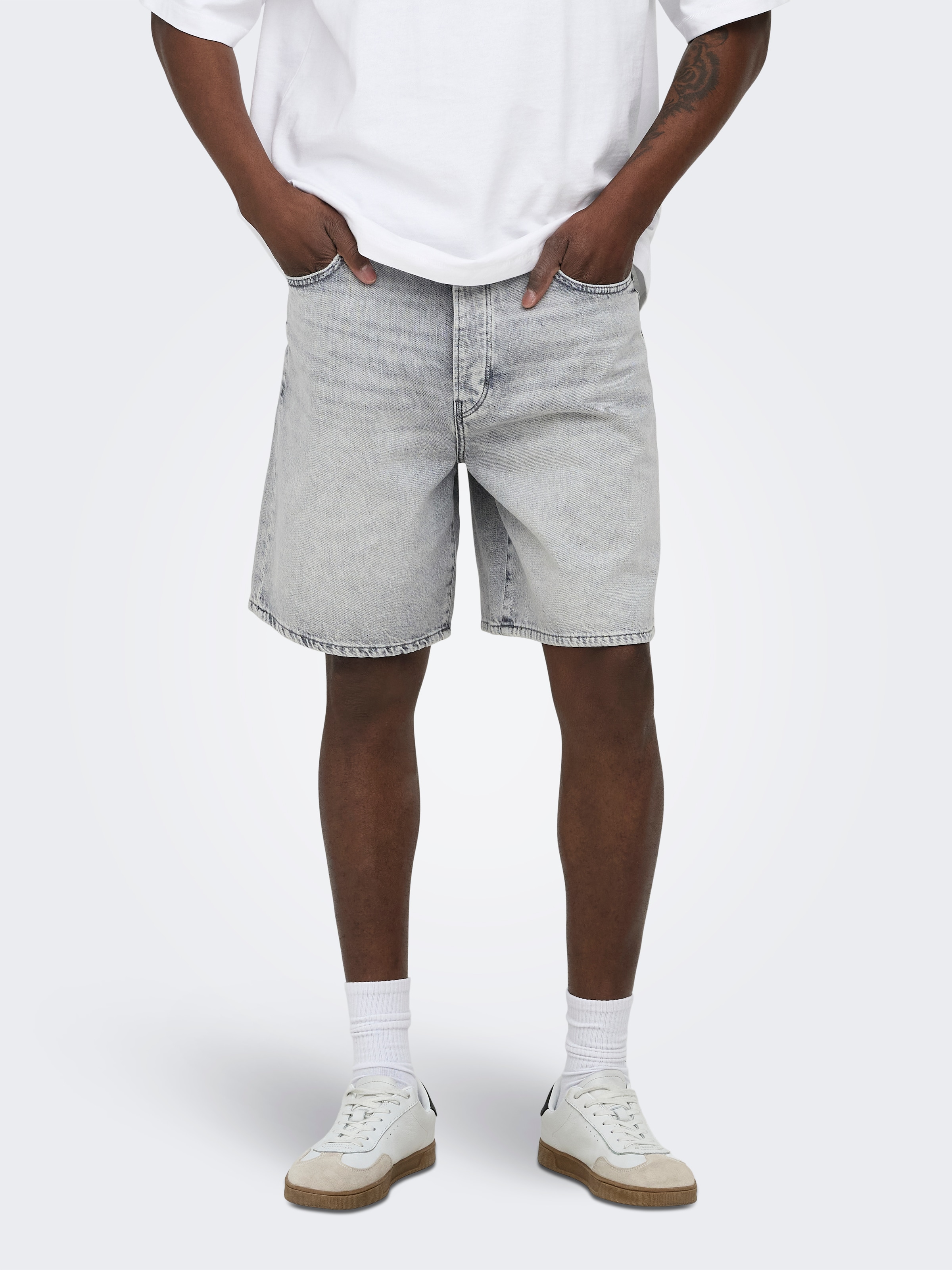 Image of ONLY & SONS Jeansshorts "ONSFADE LMG 3157 TAI DNM SHORTS NOOS" Baumwolle, loose fit
