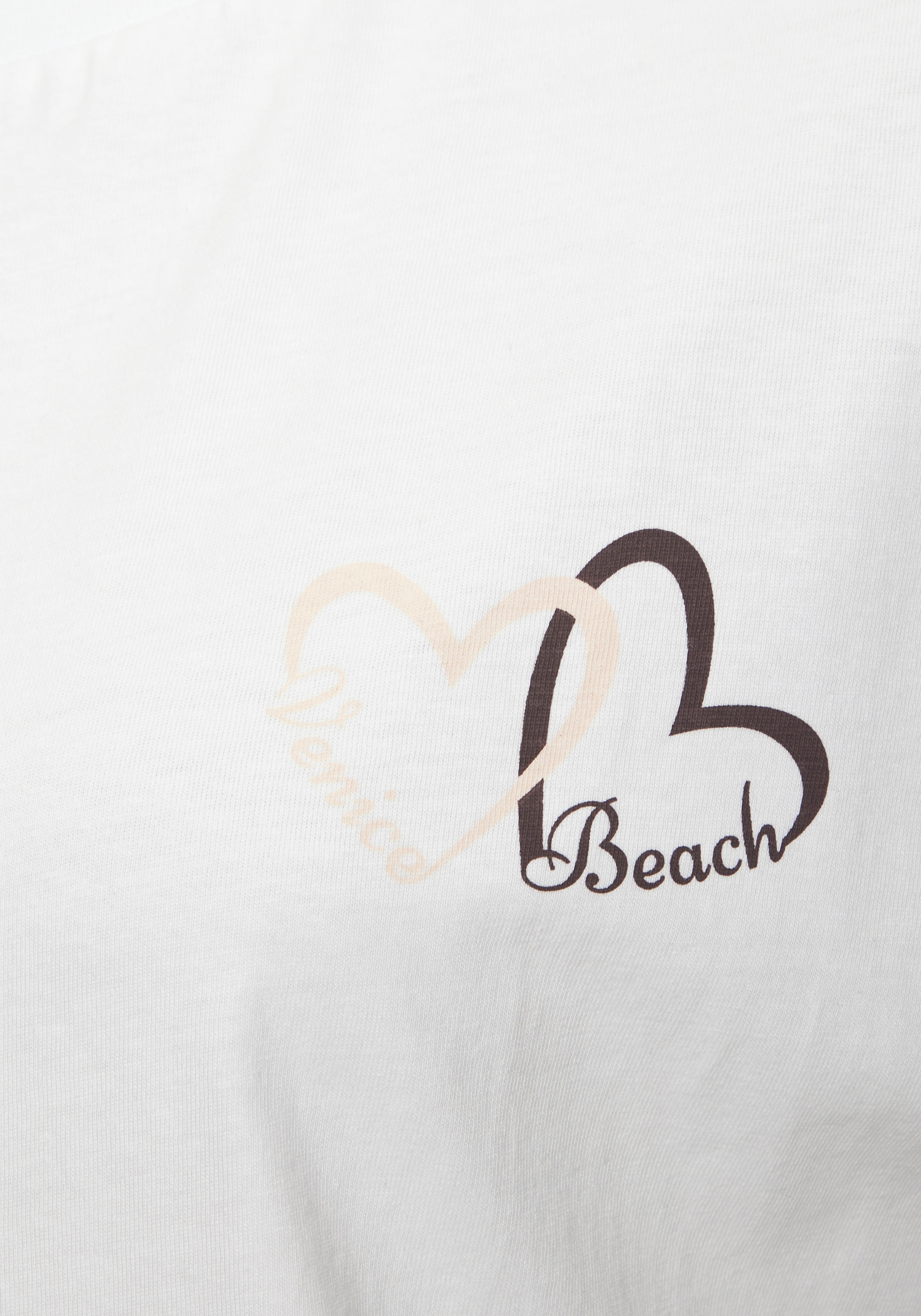 Venice Beach Kurzarmshirt »mit dezentem Herzdruck und Ärmelaufschlag« Rundhalsshirt mit Frontprint, T-Shirt aus Baumwolle, lockere Passform