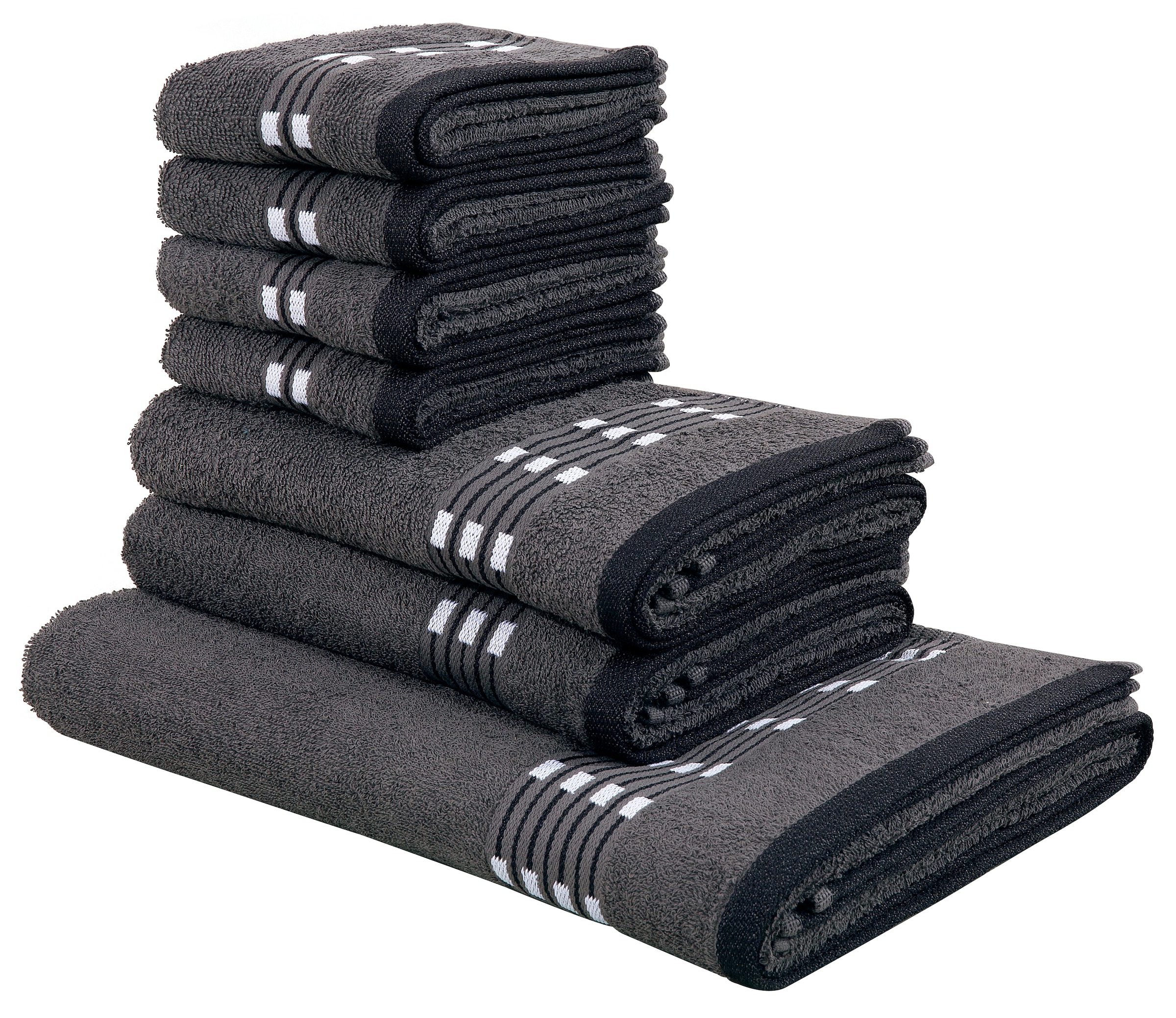 my home Handtuch Set »Jonnie«, Set, 7 tlg., Walkfrottee, Handtücher aus  100% Baumwolle, Handtuchset mit gemusterter Bordüre versandkostenfrei auf | Handtuch-Sets