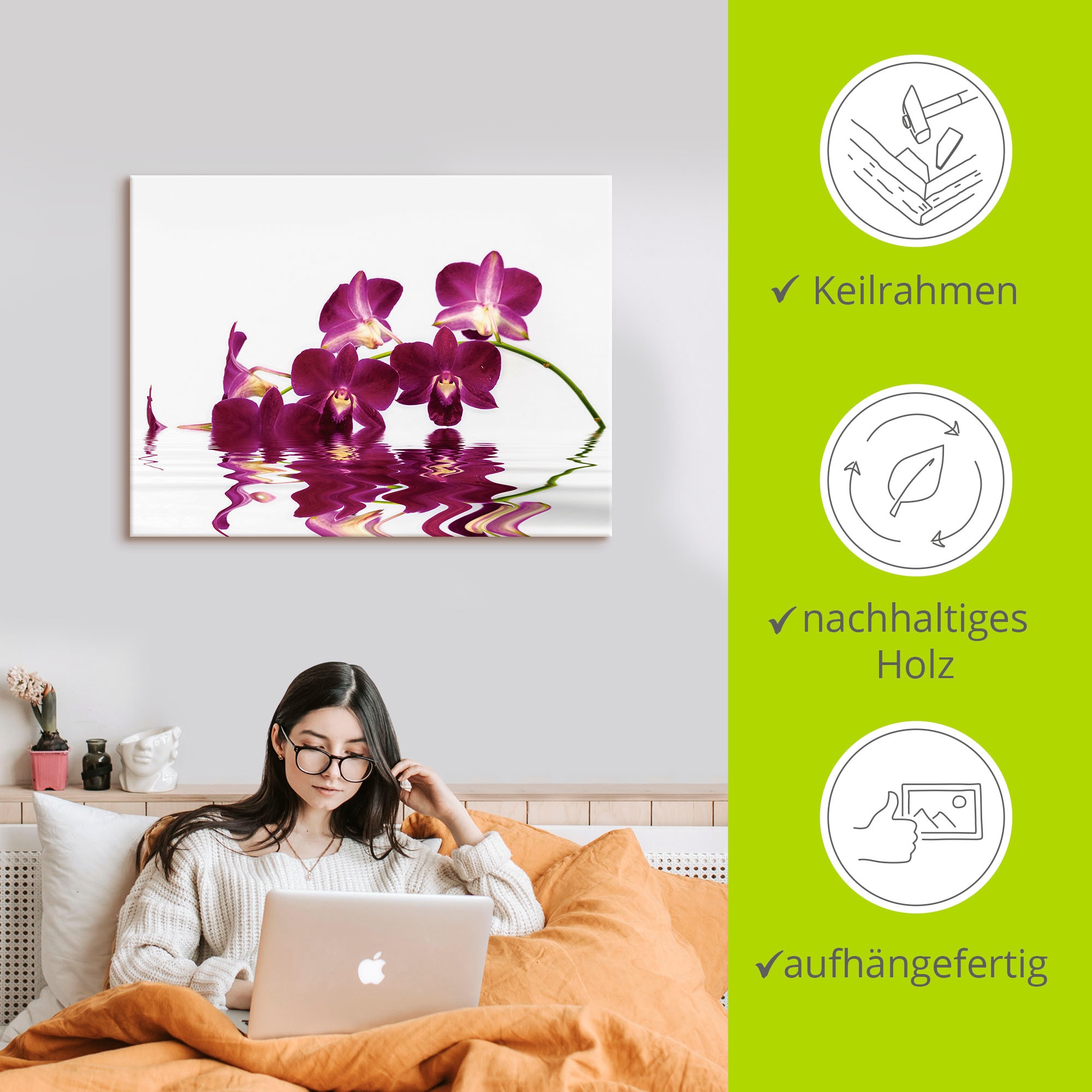 Artland Leinwandbild »Phalaenopsis Orchidee«, Blumen, (1 St.), auf Keilrahmen gespannt
