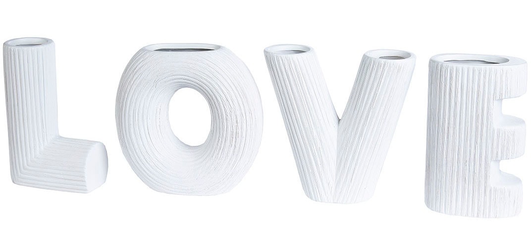 Image of GILDE Tischvase "LOVE, Dekovase" Vase aus Keramik, mit geriffelter Oberflächenstruktur, Höhe ca. 15 cm