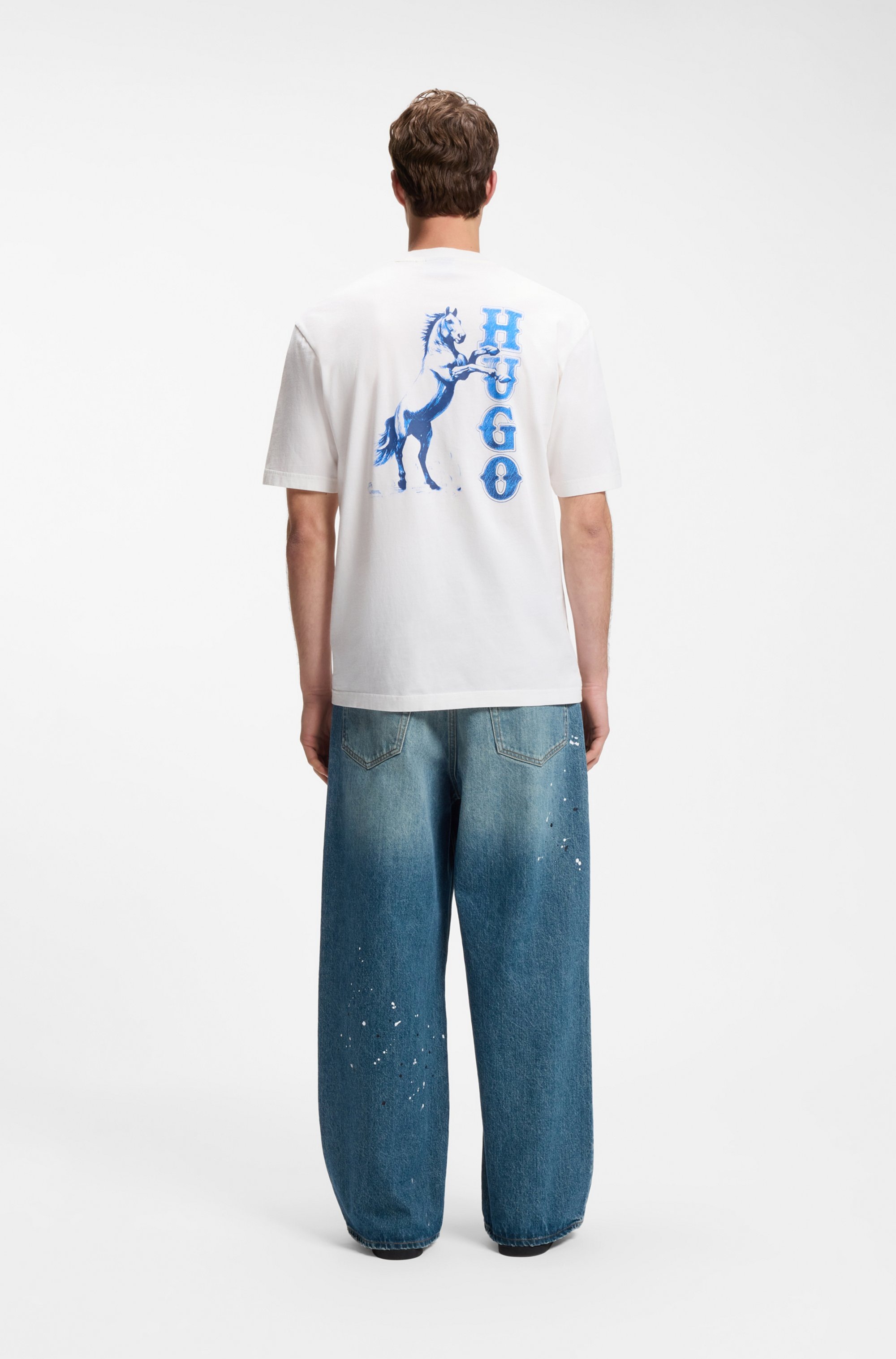 HUGO T-shirt »Noxwash« col rond, coupe régulière, coton pur