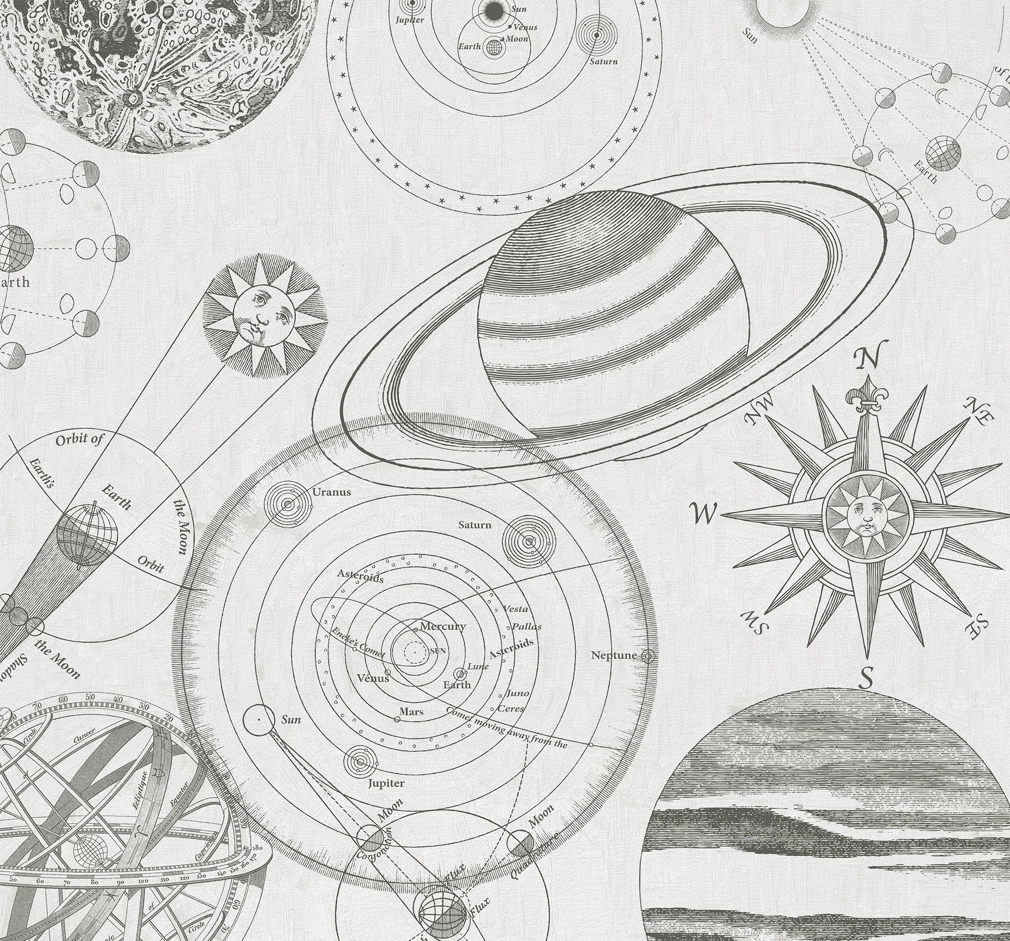 Image of Komar Vliestapete "Digitaldruck Vlies - Cosmos Sketch - Grösse 300 x 280 cm" bedruckt glatt Kinderzimmer