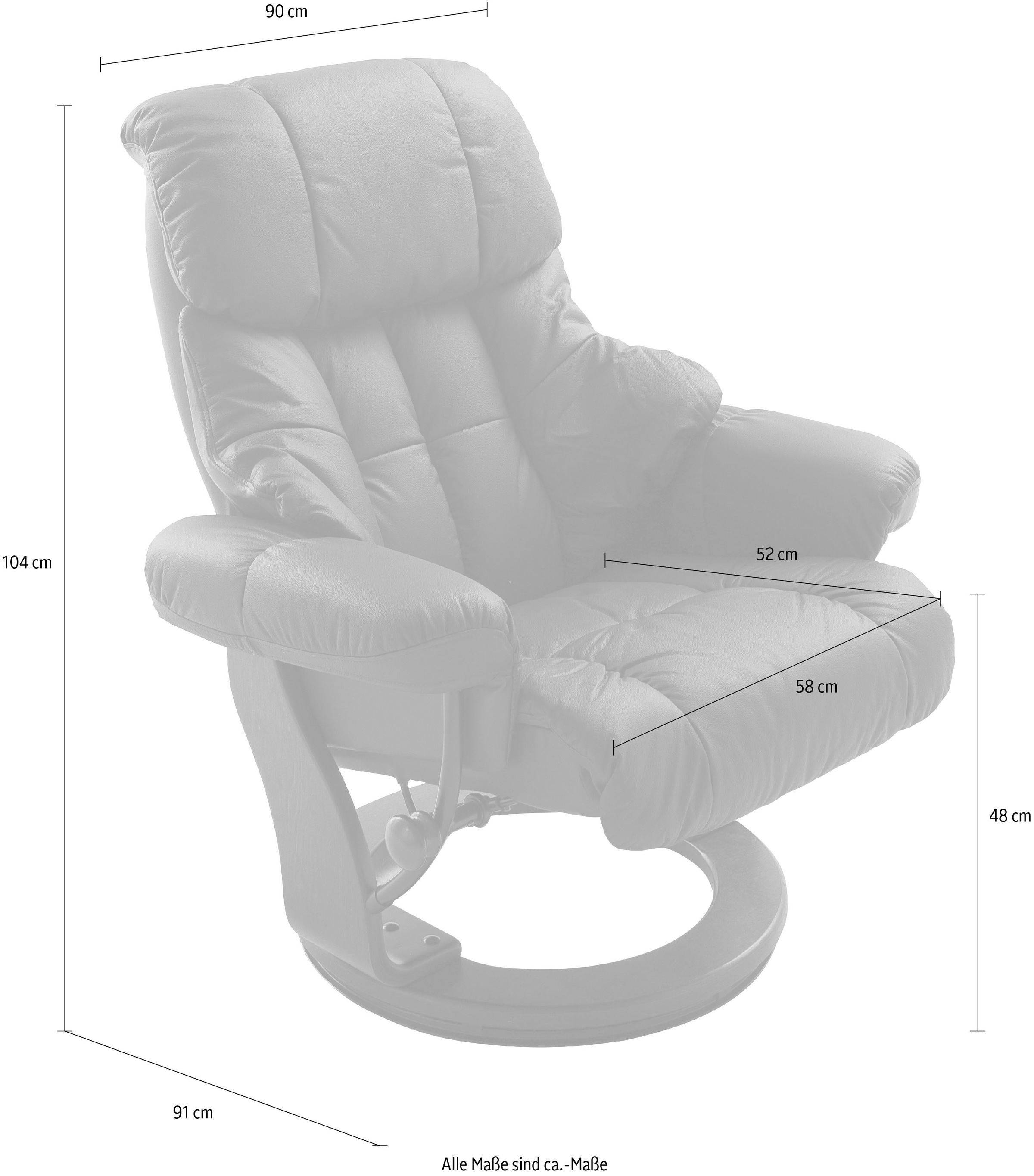 MCA furniture Relaxsessel »Calgary«, Fernsehsessel 360°drehbar inkl. Hocker mit Lederbezug