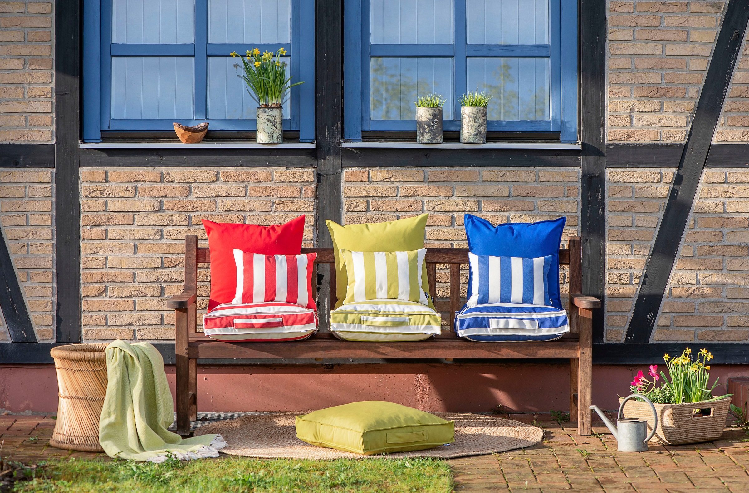 H.O.C.K. Coussin décoratif »Classic Streifen Outdoor« Kissenhülle mit Füllung, 1 Stück, wasserabweisend