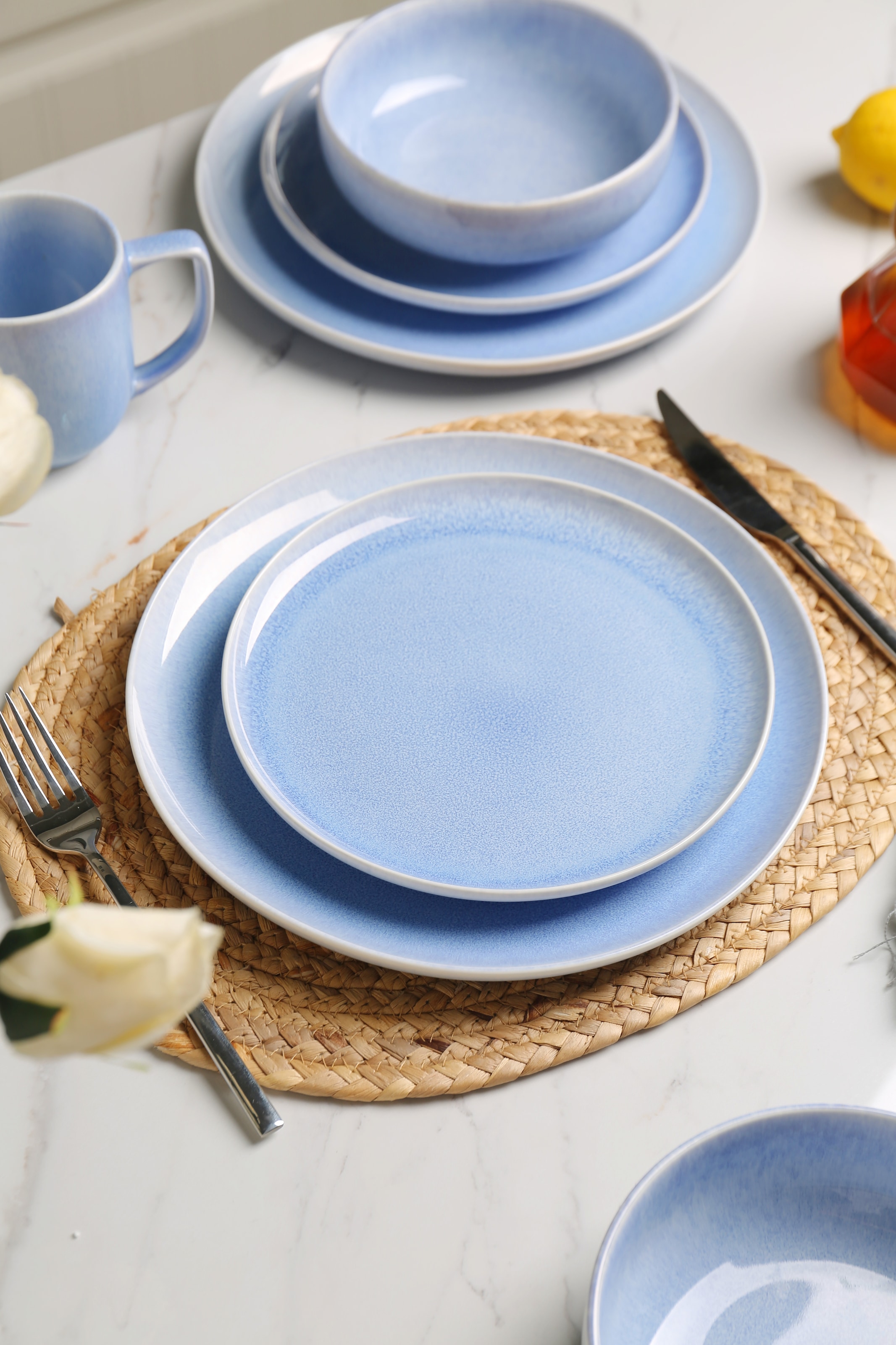 GOODproduct Geschirr-Set »Flett, mit Reaktivglasur« Teller Set, spülmaschinenfest und mikrowellengeeignet