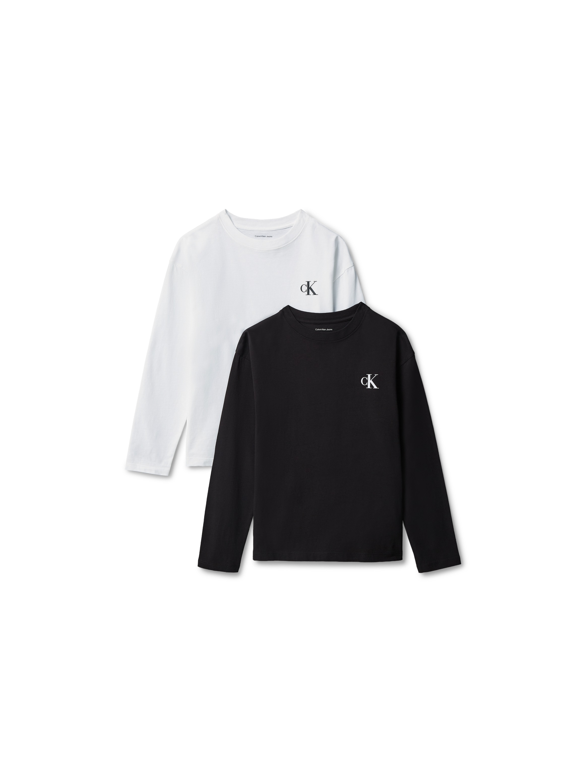 Image of Calvin Klein Jeans Langarmshirt "CHEST MONO LS T-SHIRT 2-PACK" Reine Baumwolle, Regular Fit, Logodruck