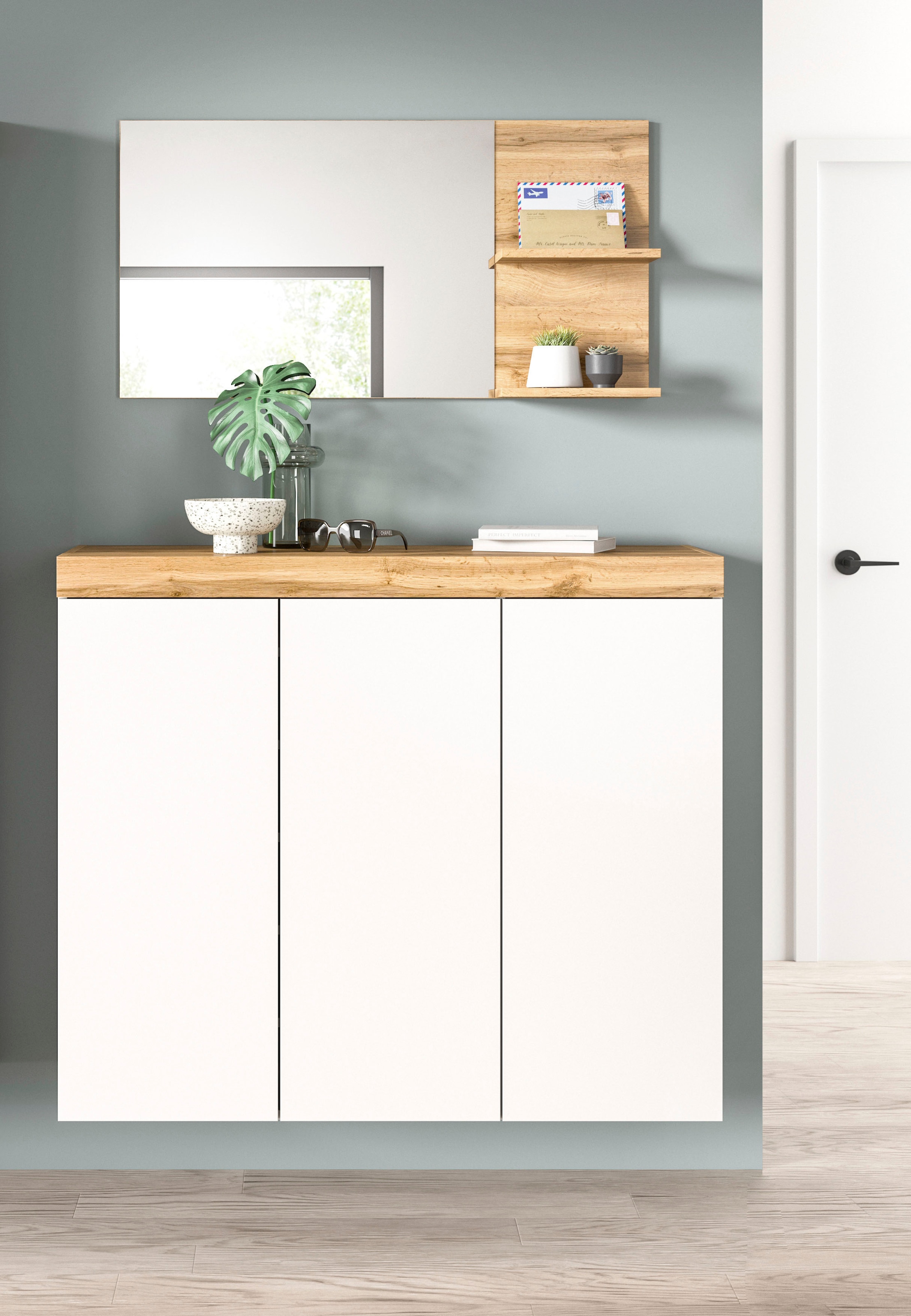 GOODproduct Ensemble de vestiaires »MAMBO, TOPSELLER!, 2-teilige Kombination, stehend & hängend montierbar« bestehend aus: Kommode, Spiegel, 2 cuis tlg.