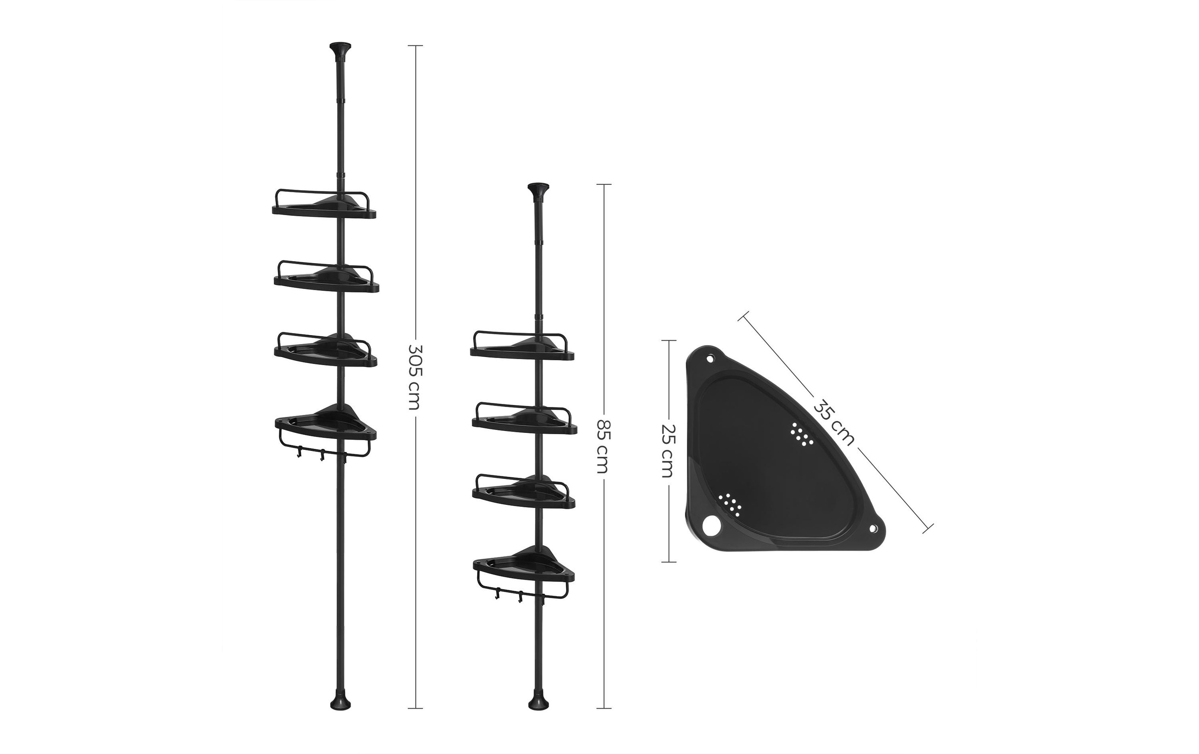 SONGMICS Badregal »85-305 cm Schwarz«