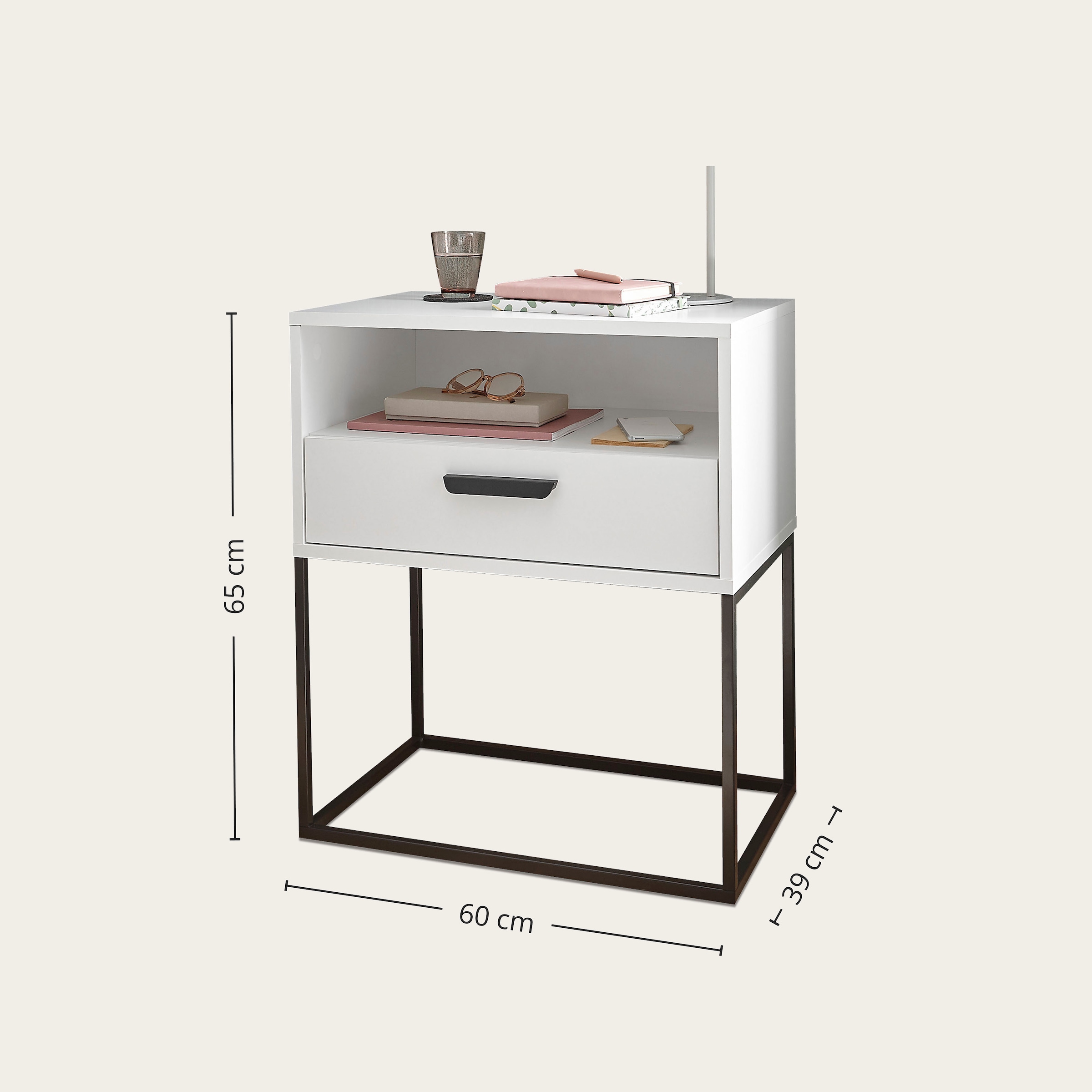 Schlafkontor Table de nuit »Cudro Nachttisch auf Fussgestell« mit einem offenen Fach für schnellen Zugriff