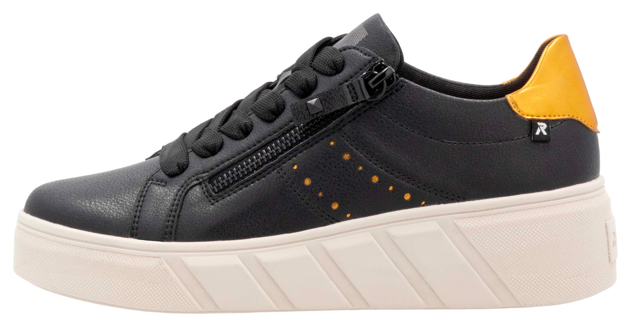 Rieker EVOLUTION Plateausneaker, Freizeitschuh, Halbschuh, Schnürschuh mit zusätzlichem Reissverschluss