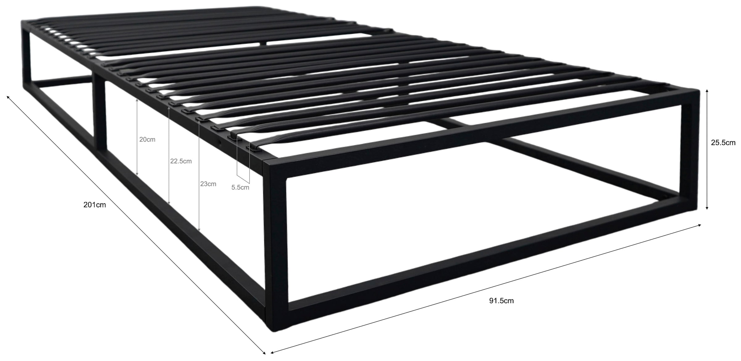 GOODproduct Lit en métal »Stockholm in 3 Breiten Bestseller Otto´s Choice« mit 26 Lattenrosten für den perfekten Schutz deiner Matratze,  Moderner Bettrahmen Bett Schlafzimmer Bettgestell Massiv