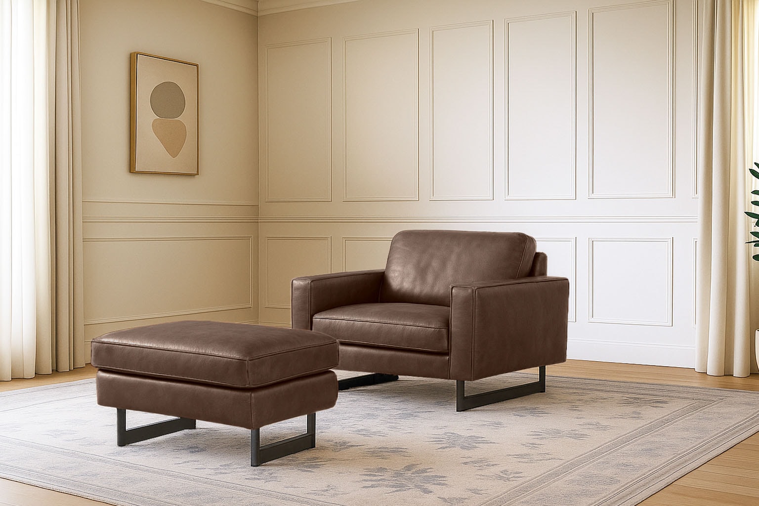 Places of Style Loveseat »Pinto 105 cm, Cord, Chenille, Lederoptik«, mit Keder, Metallfüssen und auch in Cord Bezug erhältlich