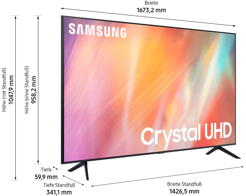 Samsung LED-Fernseher »GU75AU7179U«, 4K Ultra HD, Smart-TV, HDR,Crystal Prozessor 4K,Q-Symphony,Contrast Enhancer