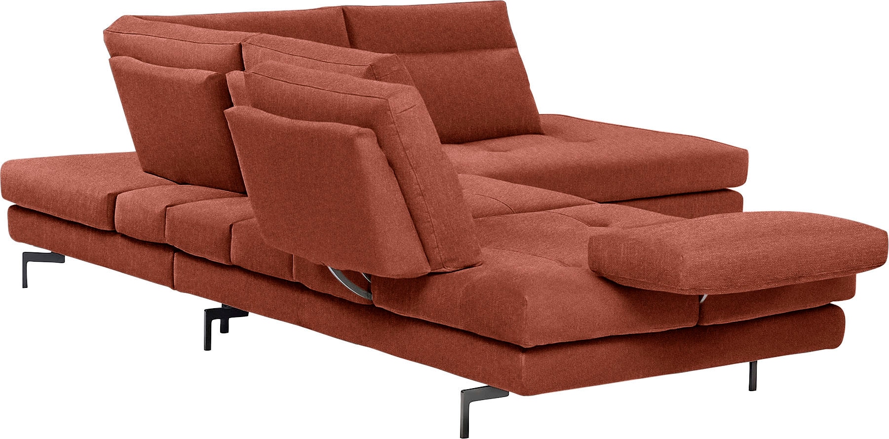 CALIA ITALIA Ecksofa »Toby Wing, B/T: 288/232 cm, Designsofa mit sensationellem Sitzkomfort« L-Form, Sitztiefenverstellung, funktionale Ecke, Füsse in schwarz matt